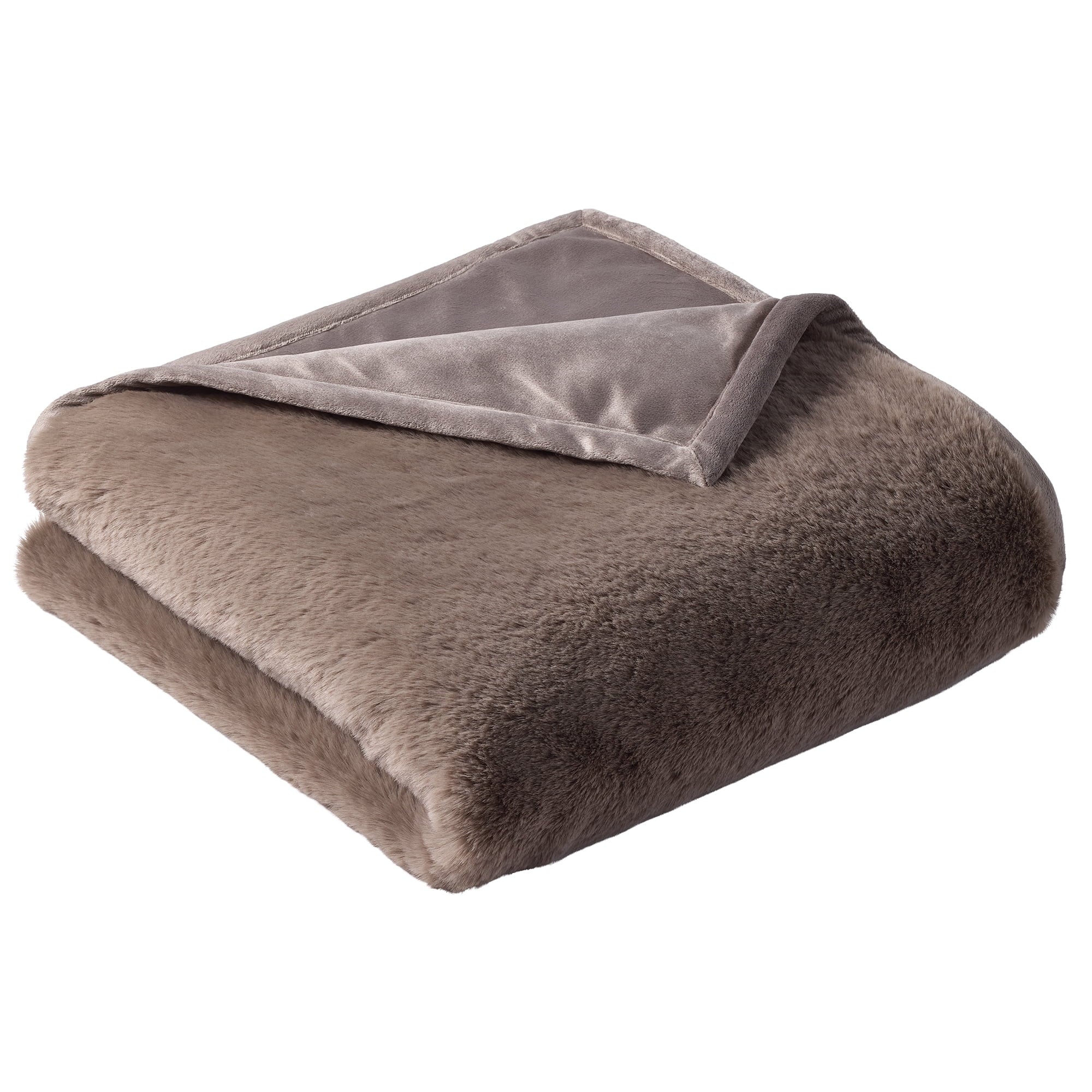 Decorative Knitted Grey Faux Fur Ultra Soft Luxury Oversized Throw Blanket 50" x 72", Grey Bisque - Cozy Fleece Throw Blanket for Couch & Bed Detail