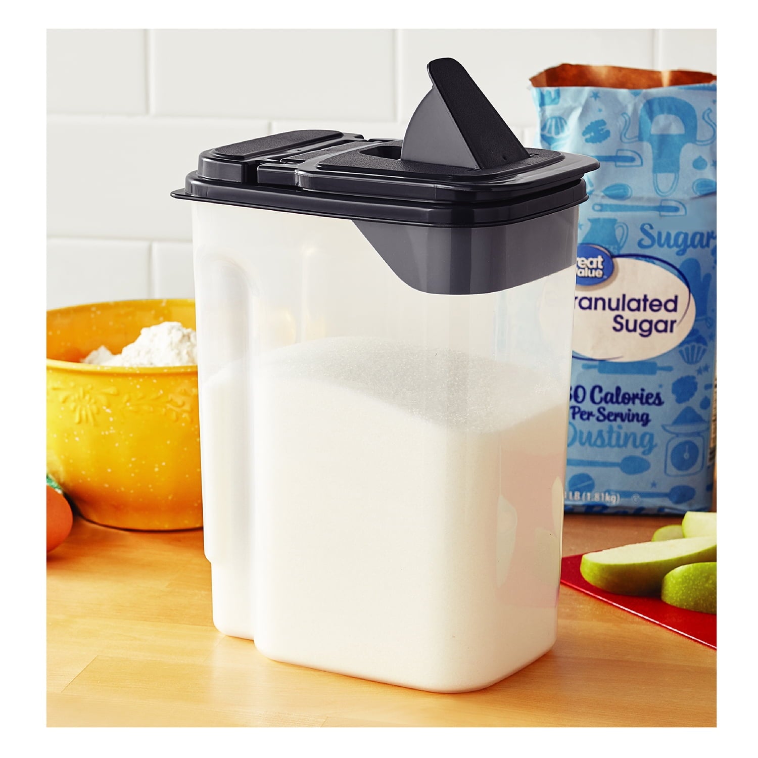 Whimsical Doughnut 3.5 QT Plastic Food Dispenser, Clear with Gray Lid (1 Each) 7.5" L x 3.75" W x 9.25" H, Designed to Help wi... - Playful Star & Heart Shaped Geometric NeeDoh Detail