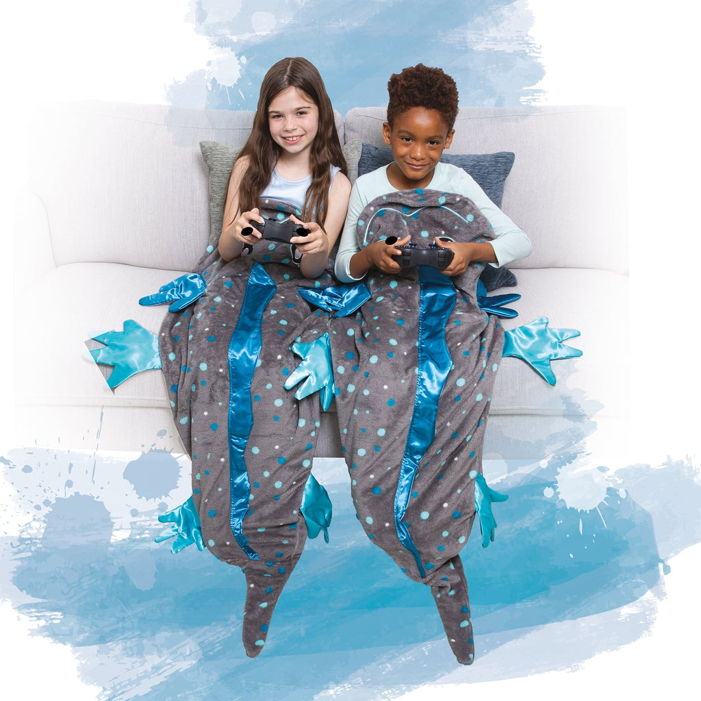Decorative Knitted Tails, The Original Wearable Blanket with Sleeves, Super Soft Throw Fleece, Axolotl, Ages 5+ - Cozy Fleece Throw Blanket for Couch & Bed Detail