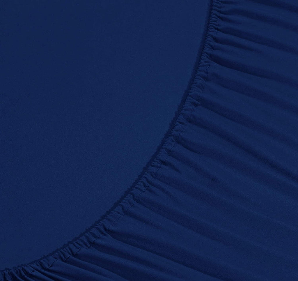 Wrinkle-Resistant 4-Piece Microfiber Bed Sheet Set, Soft & Breathable, Wrinkle & Fade Resistant, Deep Pocket, Queen, Navy Blue - Cooling Hotel Quality Bedding Sheets and Pillowcases Detail