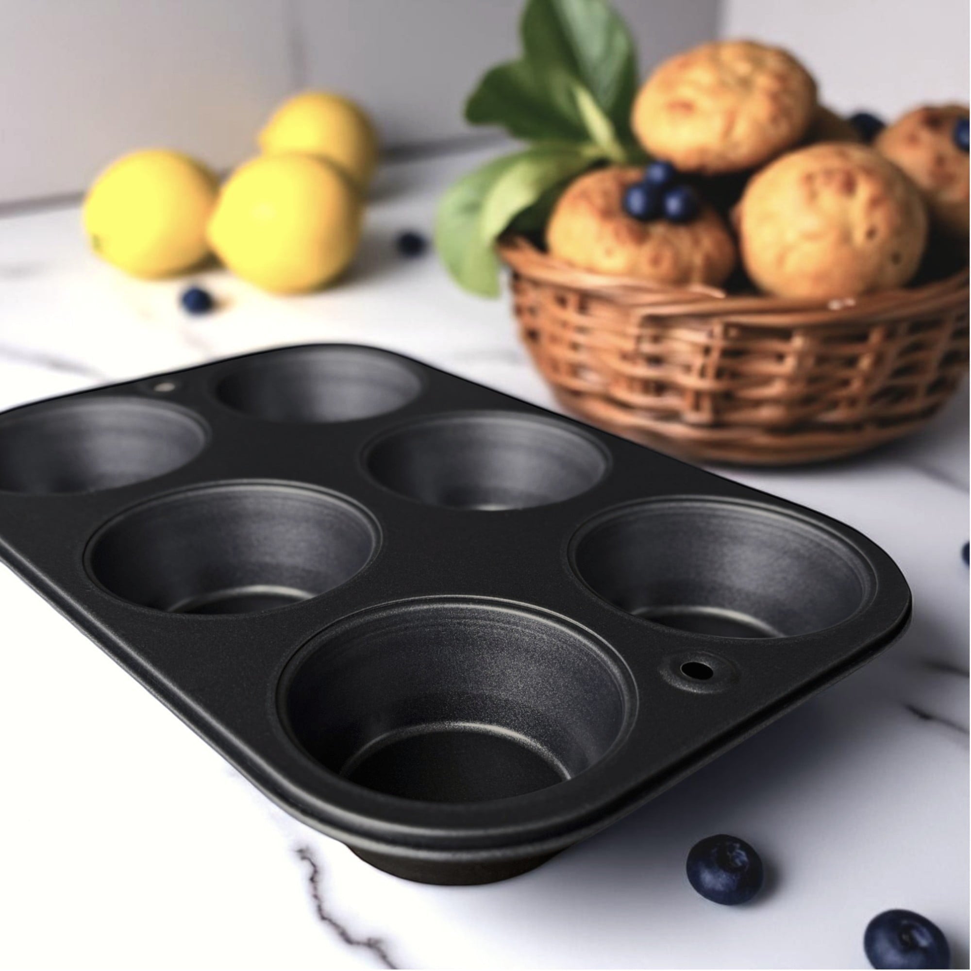 Innovative 6-Cup Nonstick Steel Muffin Pan, 2.9" Cup, Gray, 1 Count - Innovative Kitchen Helper for Modern Cooking Detail