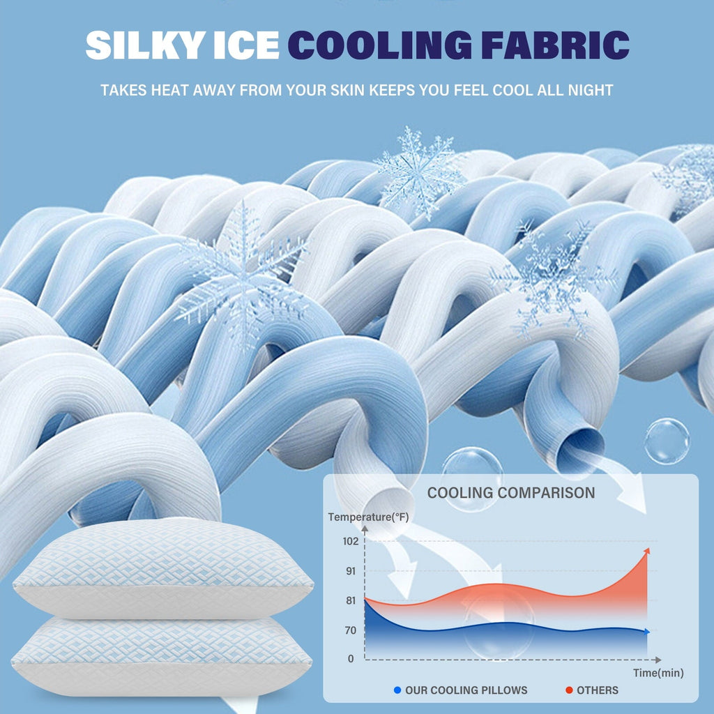 Decorative Plump Cooling Bed Pillows for Sleeping Shredded Memory Foam Pillows Queen Size Set of 2 Pack - Ergonomic Memory Foam Pillow for Neck Pain Support Detail