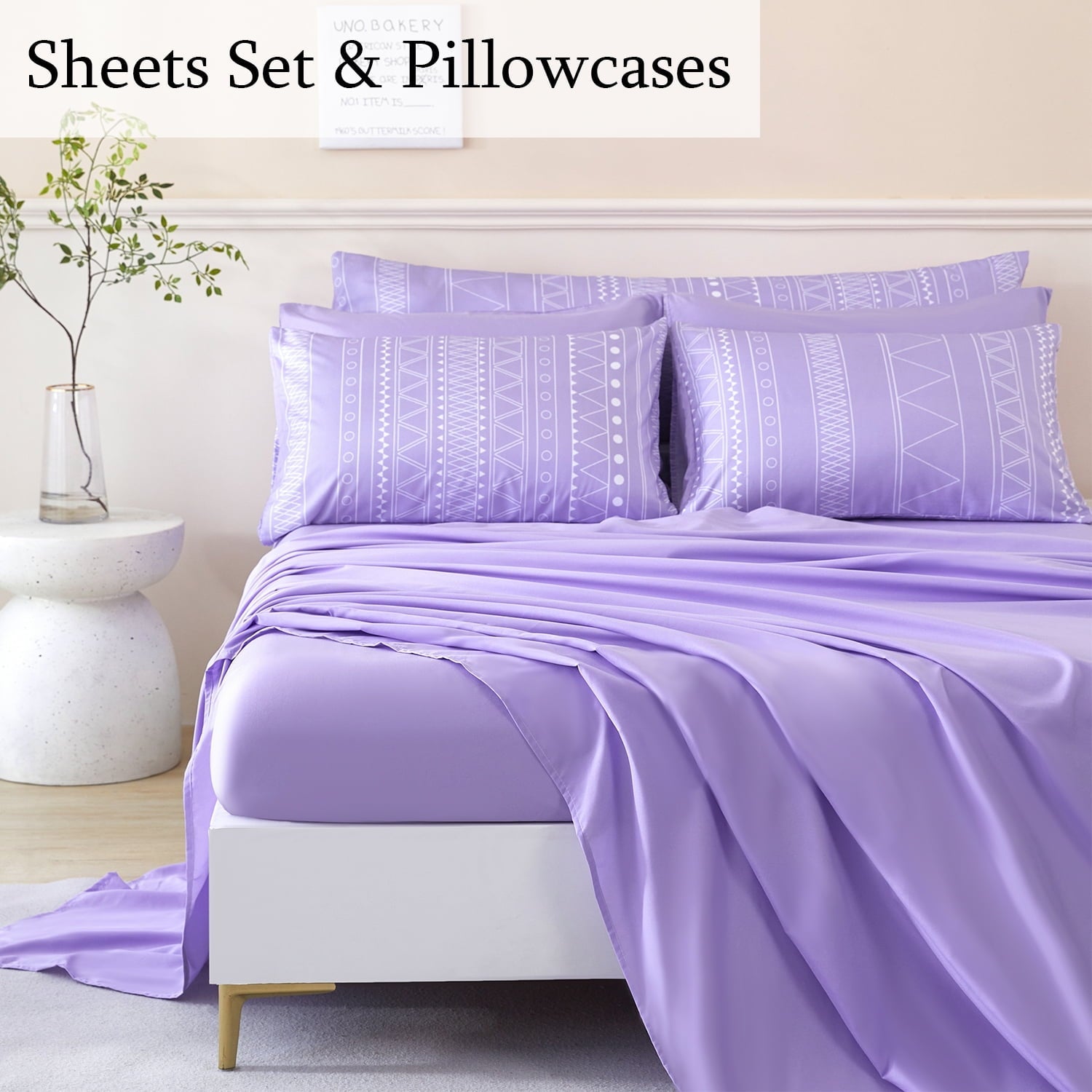 Hypoallergenic Cloud 8-Pieces Boho Bedding Set Full Lavender Striped Bed in a Bag for Girls Women Soft Fluffy Purple Comforter Set with Sh... - Cloud-Like Soft Lightweight Bed Comforter Detail