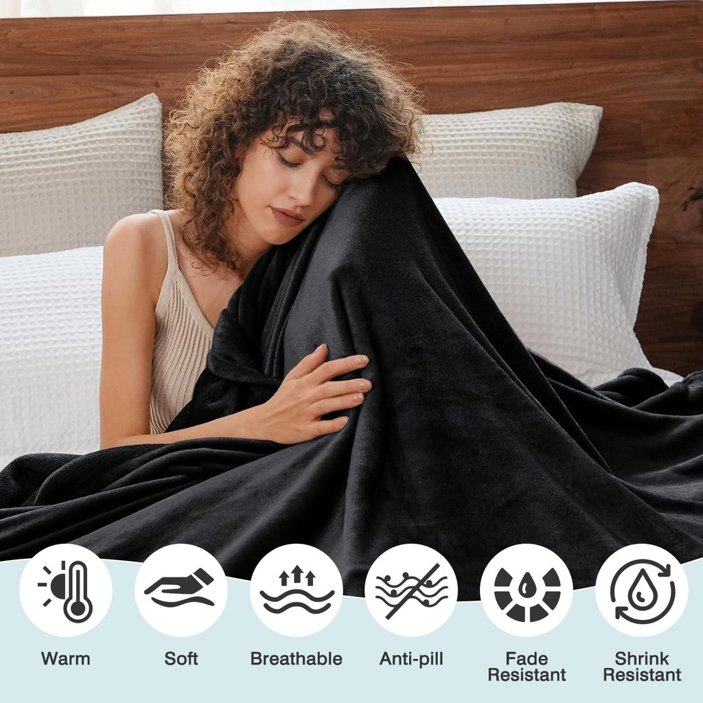 Lightweight Warm Throw Size Blanket, Luxury Plush Cozy Fuzzy Fleece Blanket, Super Soft Warm Big Lightweight Throw Blanket All Seasons... - Cozy Fleece Throw Blanket for Couch & Bed Detail
