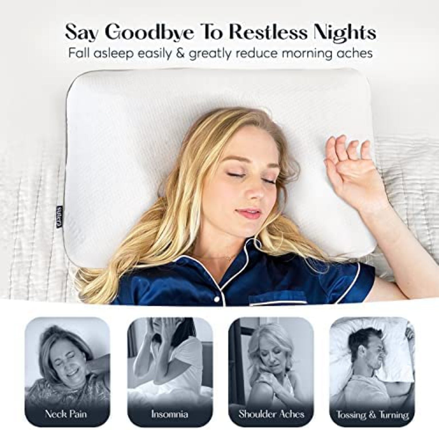 Decorative Plump Plush Zen Bed Pillow, Lavender Scented Cooling Adaptive Memory Foam Queen - Orthopedic Shredded Foam Bed Pillow Set Detail
