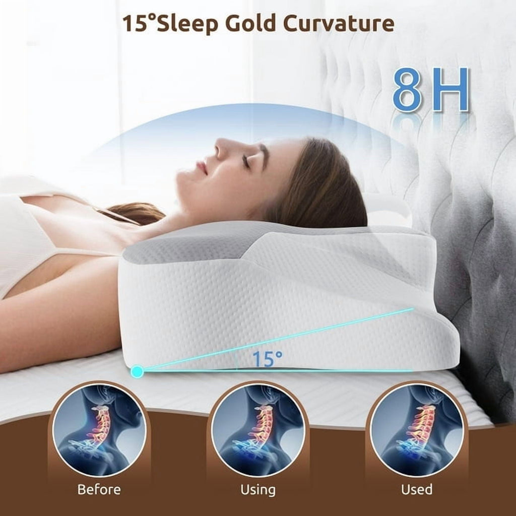 Ergonomic Memory Foam Cervical Pillow for Sleeping Memory Foam Neck Pain Relief Contour Orthopedic Ergonomic Pillows for Women Side Sleeper... - Decorative Throw Pillow Cushion for Sofa & Bed Detail