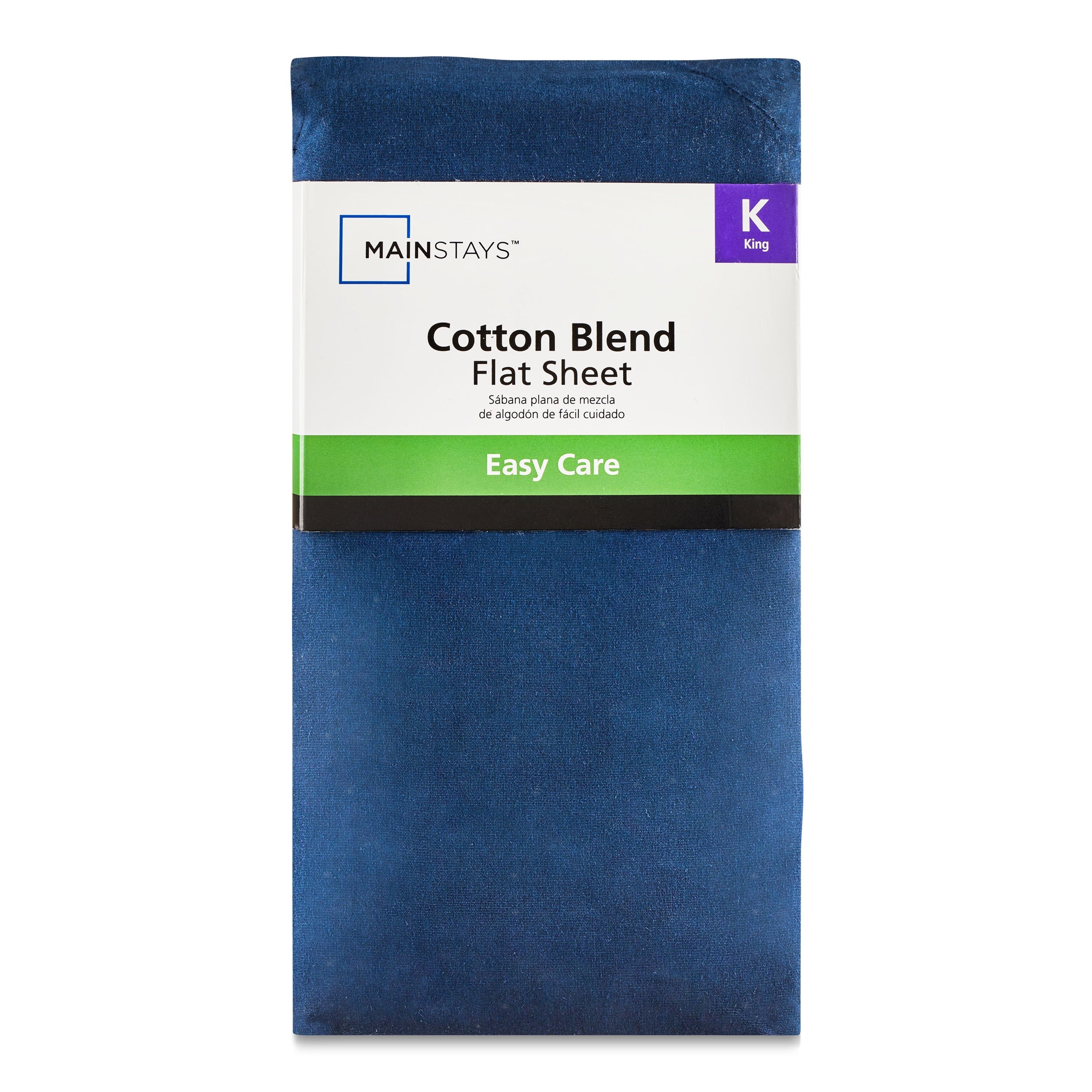 Cooling Sateen 300 Thread Count Easy Care Blue Cove Cotton Blend Percale Flat Bed Sheet, King - Breathable Egyptian Cotton Flat & Fitted Sheets Detail