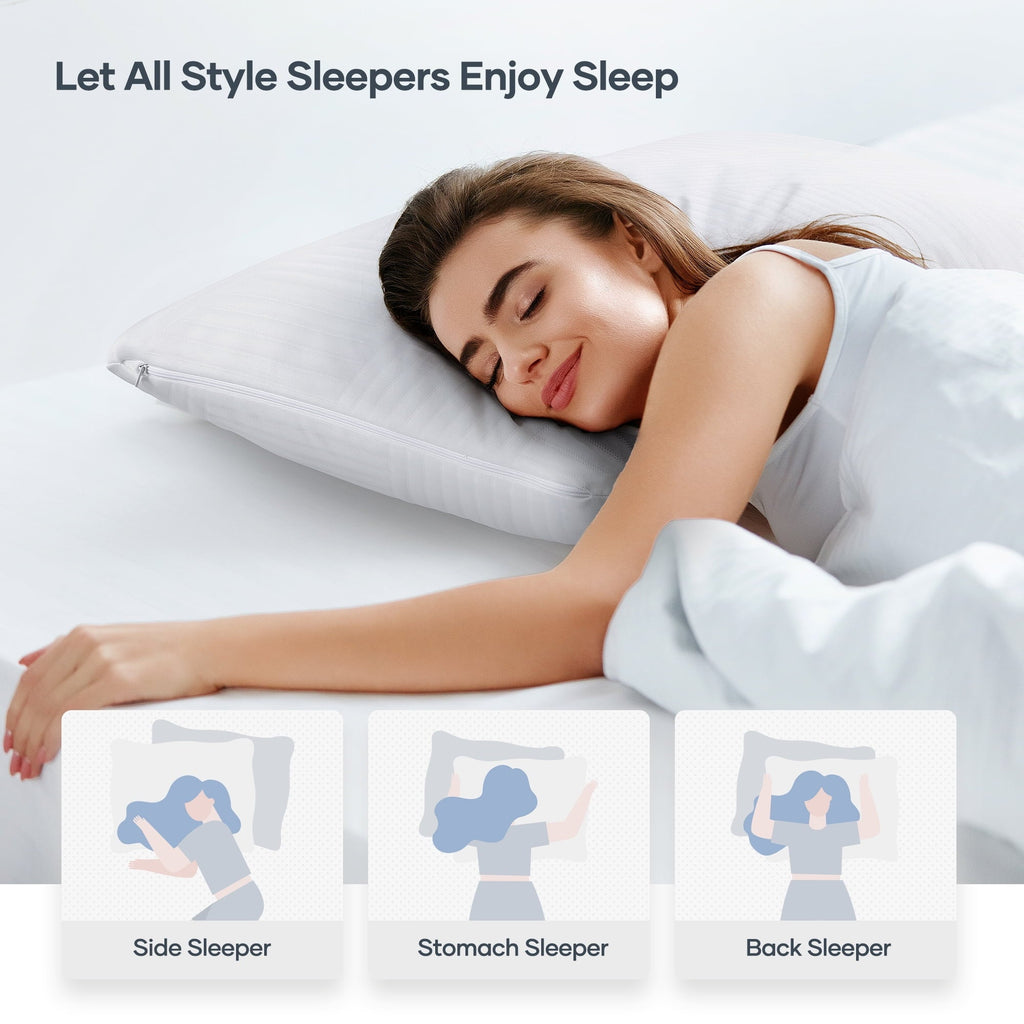 Decorative Plump Shredded Memory Foam Pillow 2 Pack Pillow for Bed, Side, Back and Stomach Sleepers, CertiPUR-US Certified 28"x20" - Hotel Quality Plush Sleeping Pillows Detail