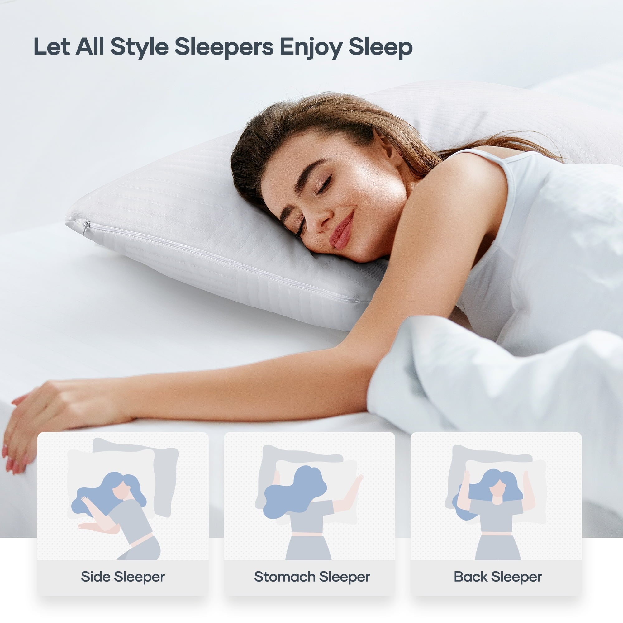 Decorative Plump Shredded Memory Foam Pillow 2 Pack Pillow for Bed, Side, Back and Stomach Sleepers, CertiPUR-US Certified 28"x20" - Hotel Quality Plush Sleeping Pillows Detail