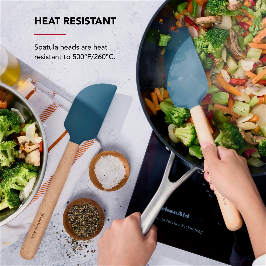 Professional Grade 2-Piece Silicone Mixing Spatula and Scraper Set for Cooking, Agave - Professional Kitchen Tool for Culinary Enthusiasts Detail