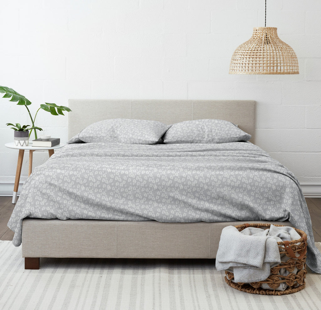 Ultra-Soft 4 Piece Pattern Microfiber Bed Sheets Set, Gray Wheat, Full - Premium Ultra-Soft Pillowcase Pair for Sleeping Detail