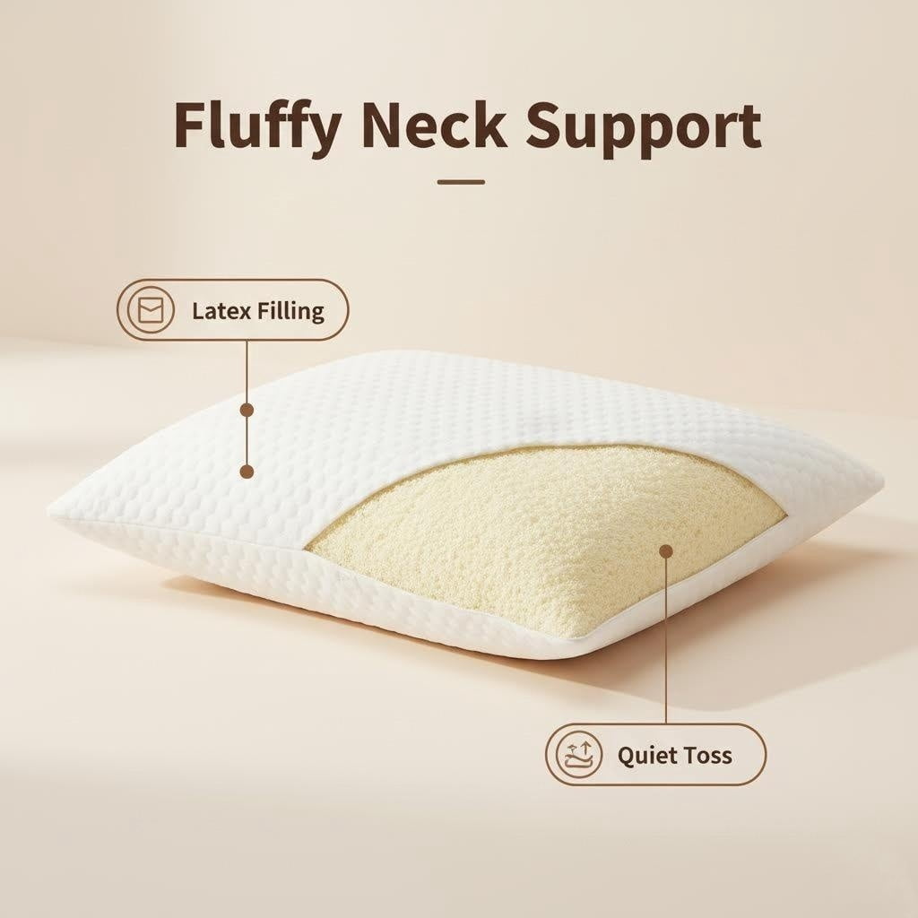 Decorative Plump Queen Size Latex Pillow (2 Pack) Shredded Natural Latex Cooling Bed Pillows for Side & Back Sleepers, Medium Firm Sup... - Hotel Quality Plush Sleeping Pillows Detail