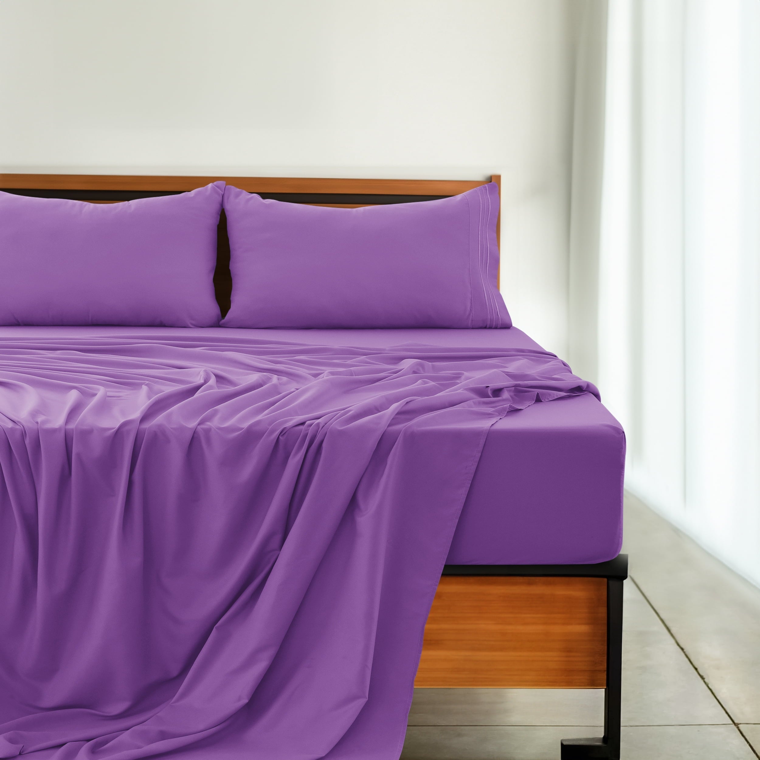 Premium Egyptian Cotton Queen Size Sheets Set Brushed Microfiber High GSM, 4 Piece Sheet Set Upto 16 Inches Deep Pocket Bedding Sheets & Pillow - Premium Ultra-Soft Pillowcase Pair for Sleeping Detail