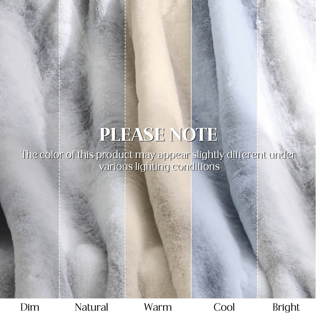 Cozy Fleece Luxury Faux Fur Throw Blanket for Bed Super Thick Warm Fuzzy Blankets for Bedroom Living Room, 60" x 80", White - Cozy Fleece Throw Blanket for Couch & Bed Detail