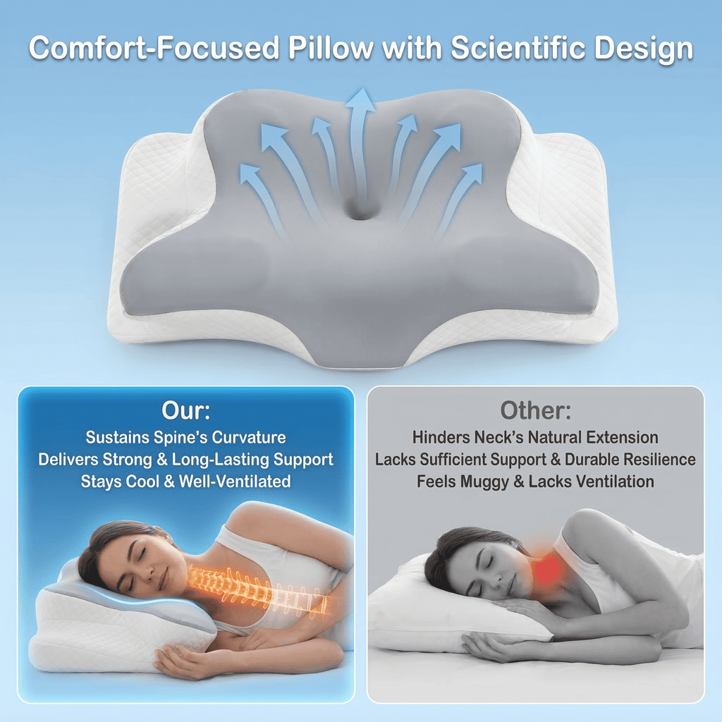 Hotel Collection Memory Foam Contour Pillows - Neck Pain Relief, Orthopedic Cervical, Breathable Washable Cover - Ergonomic Memory Foam Pillow for Neck Pain Support Detail
