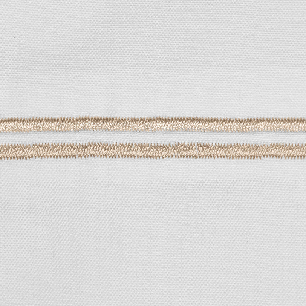 Ultra-Soft 4-Piece 300 Thread Count White Pima Cotton Bed Sheet Set with Tan Hem, Full , Adult/Teen - Luxury Bed Sheet Set with Deep Pockets Detail