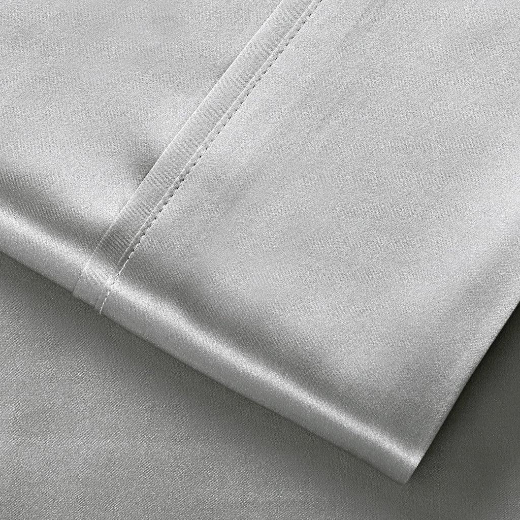 Wrinkle-Resistant Luxury Satin Sheets Set Full Size Light Gray, 4-Piece Bedding Sets with Deep Pockets - Soft and Smooth Satin Bed Shee... - Luxury Bed Sheet Set with Deep Pockets Detail