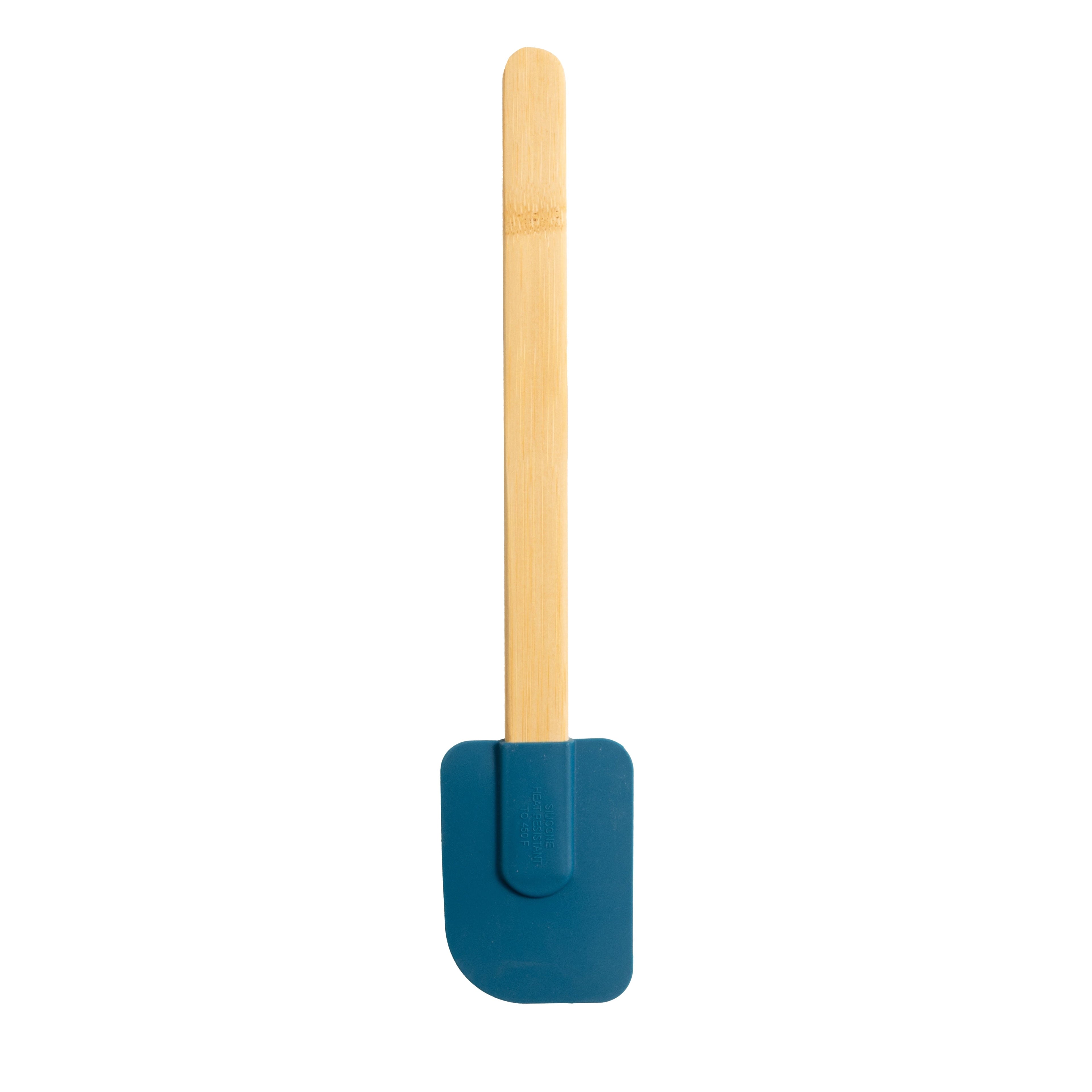 Heat-Resistant Silicone Spatulas Set 4 with Bamboo Handles, Blue - Premium Stainless Steel Cooking Utensil for Non-Stick Pots Detail