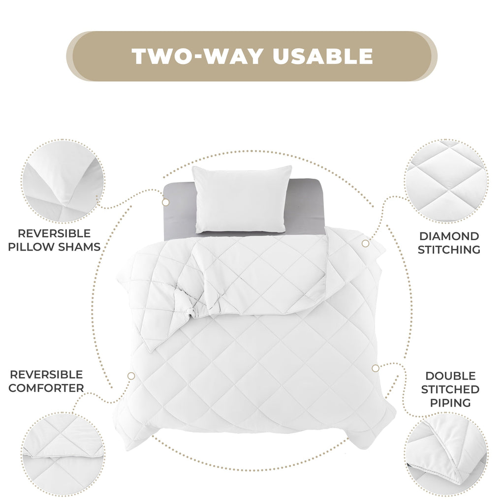 All-Season Lux Decor All-Season Comforter Sets Twin Size 2 PC, Reversible Bedding Set with Diamond Quilted Design Comforter and ... - Hypoallergenic Ultra-Fluffy Quilt for Winter Detail