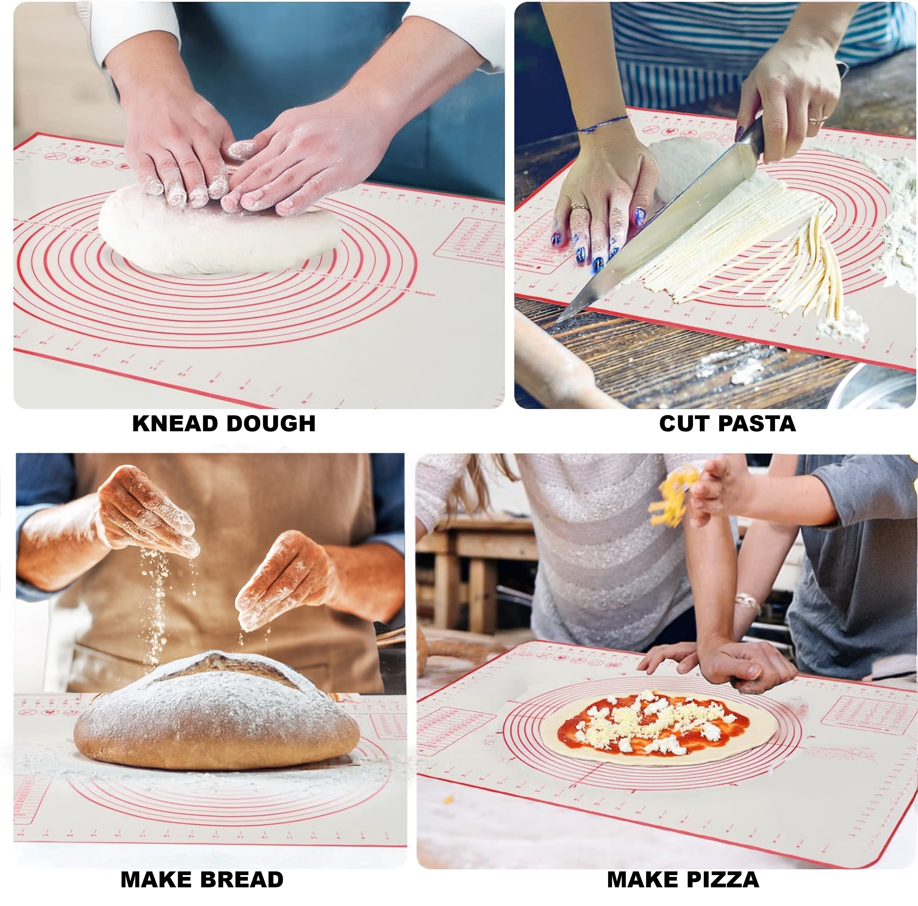 Innovative Reusable Silicone 24"x 18" Pastry Mat with Measurements - Multi-Functional Manual Food Chopper & Slicer Detail
