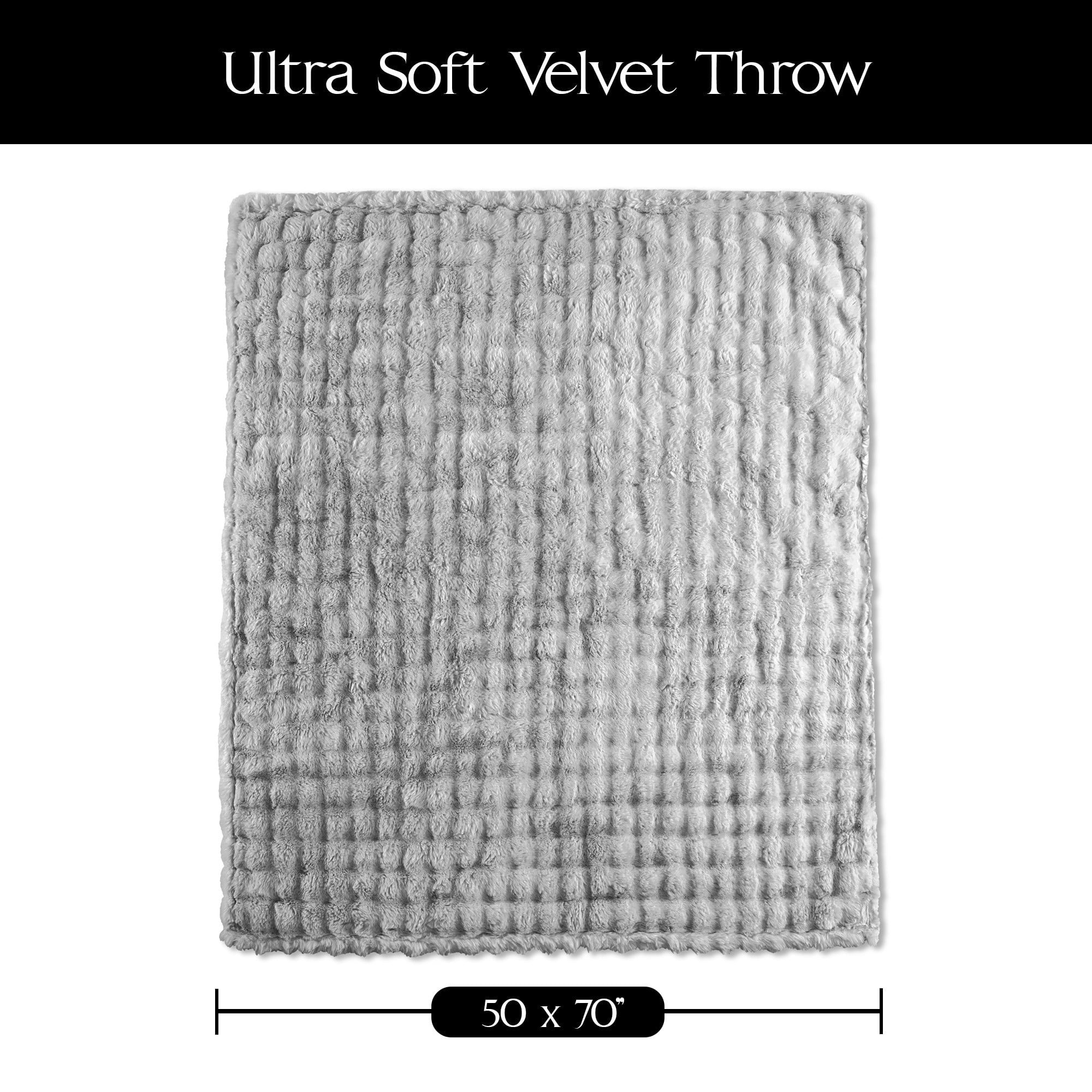 Reversible Sherpa Serenade Gray Textured Faux Fur Throw Blanket, 50 x 70 - Lightweight Plush Warm Blanket for All Seasons Detail