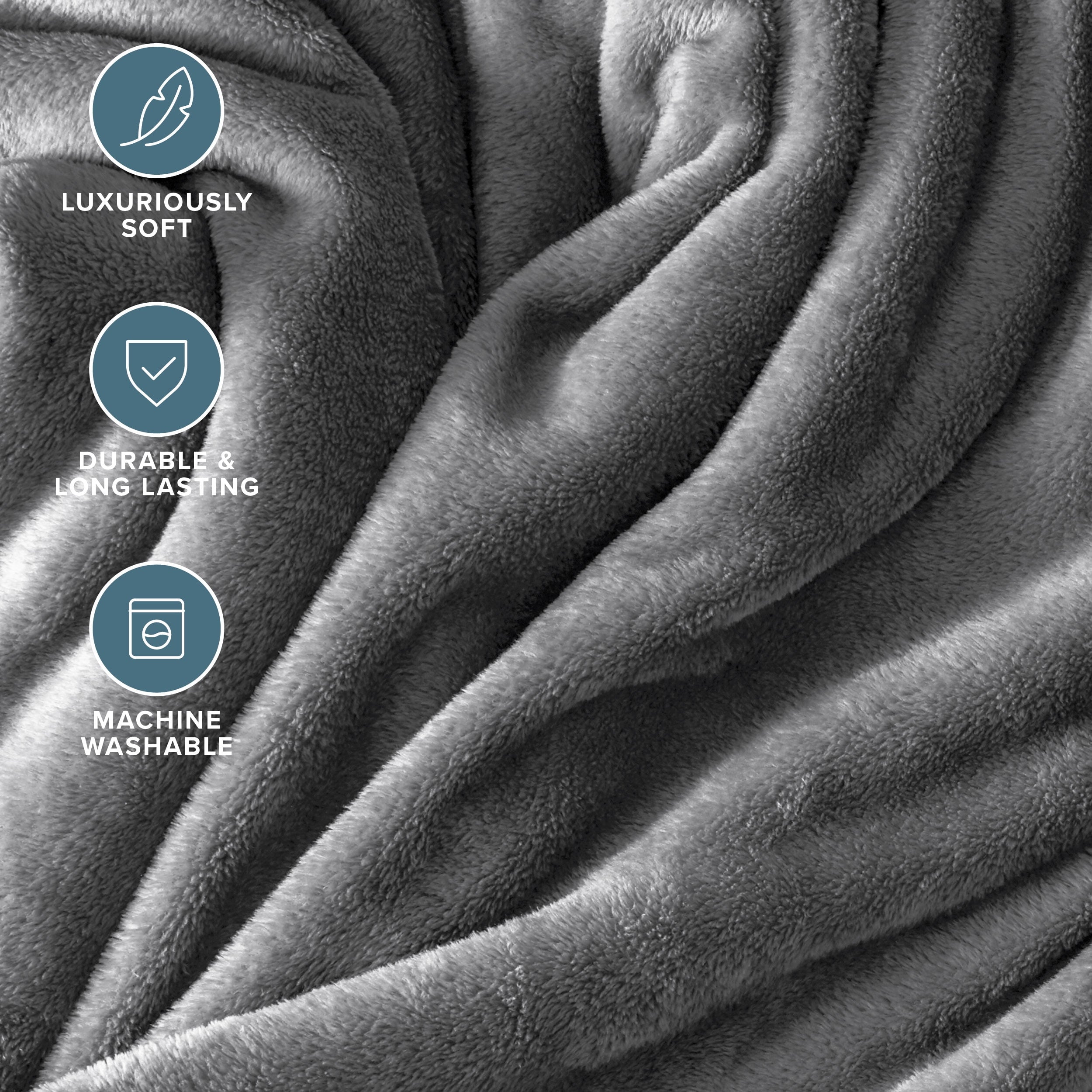Decorative Knitted Microplush Fleece Blanket - 300 GSM - Fuzzy Microfleece - Soft & Plush - Full/Queen, Gray - Cozy Fleece Throw Blanket for Couch & Bed Detail