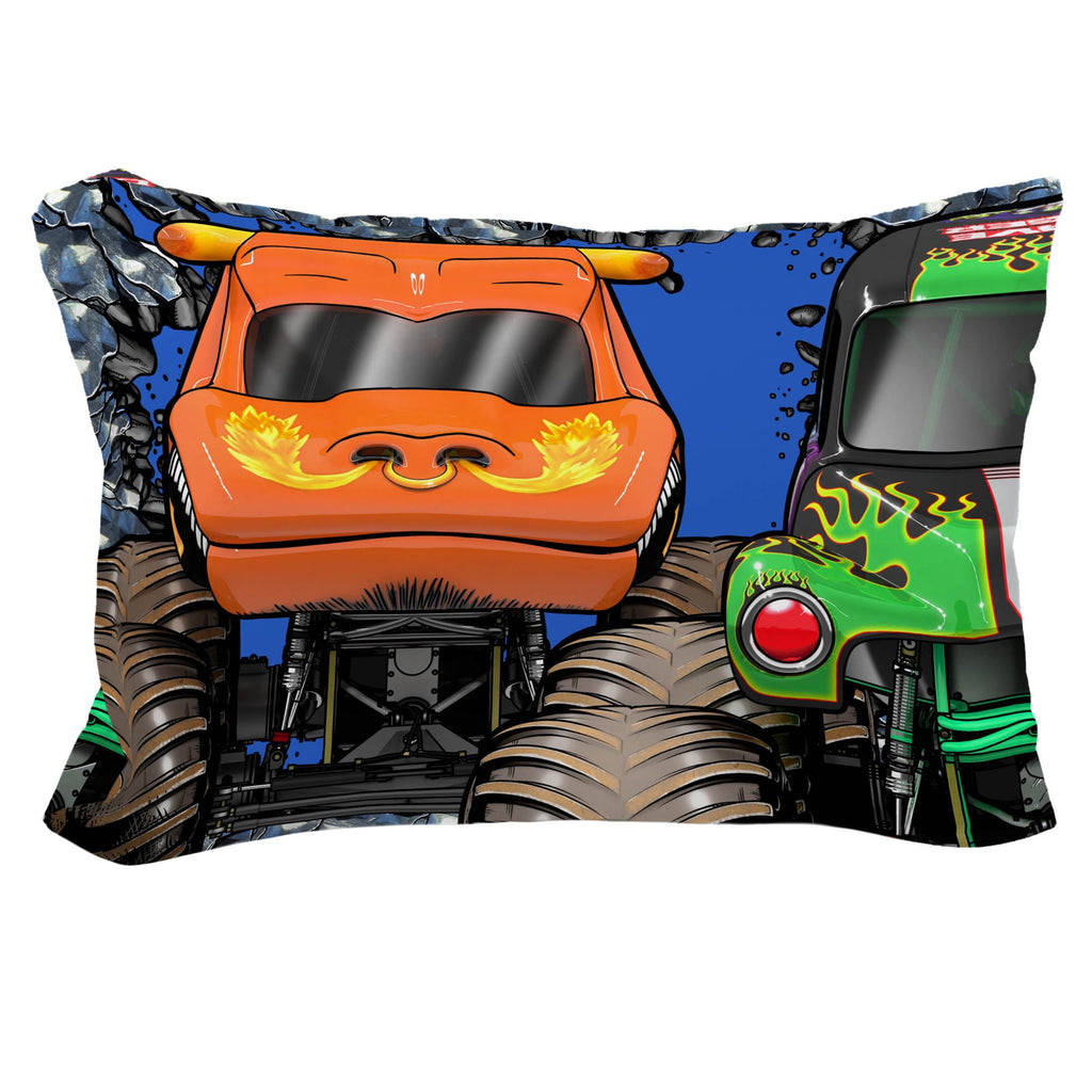 Luxurious Quilted Monster Jam Smash & Mash Kids Multicolor 2 Piece Reversible Comforter and Pillowcase Bedding Set, Twin/Full - Luxurious Quilted Duvet Cover Set Detail