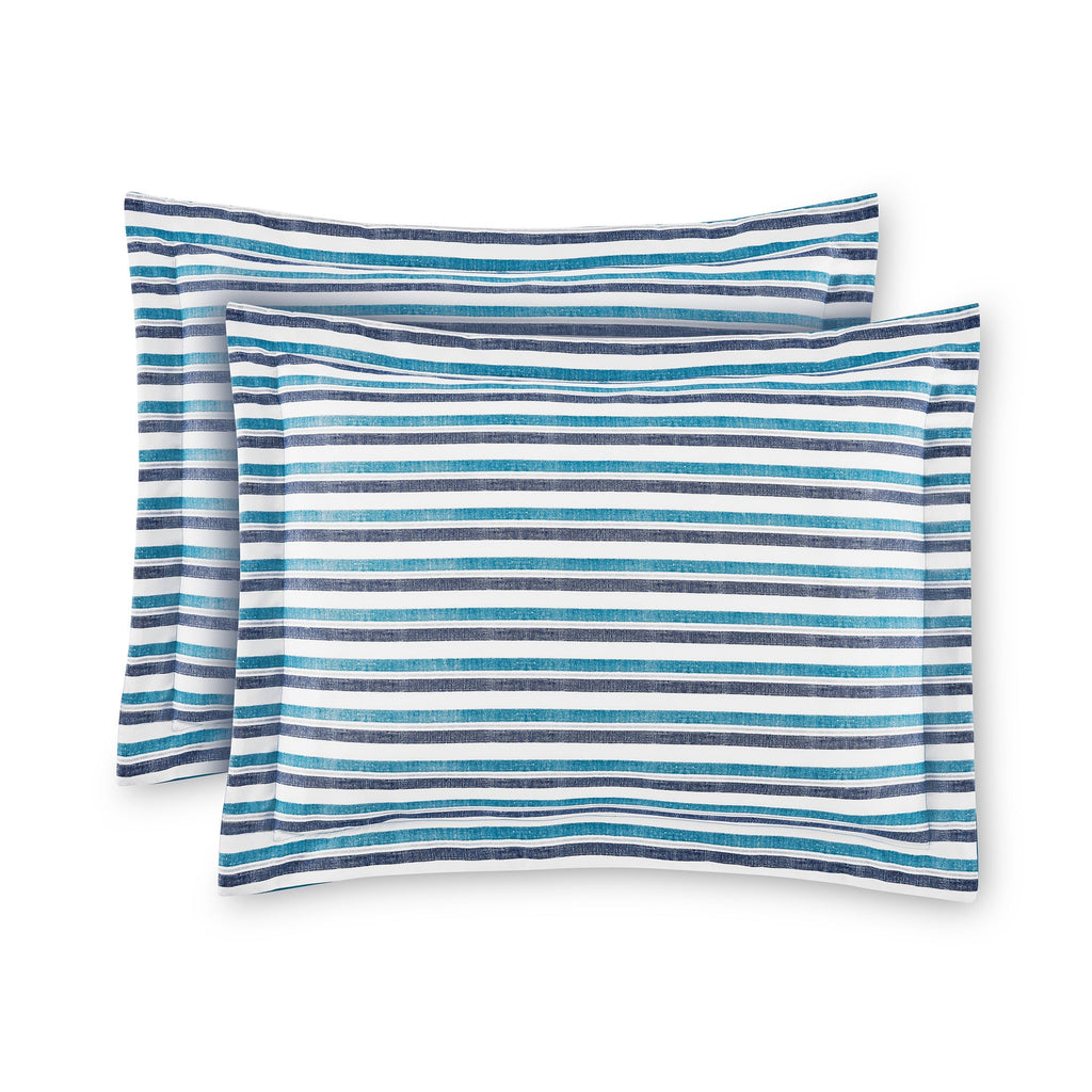 Heavyweight Warmth All in One Reversible Comforter and Sheet Set- 7 Piece, Queen, Blue Pinstripe - All-Season Down Alternative Comforter Insert Detail