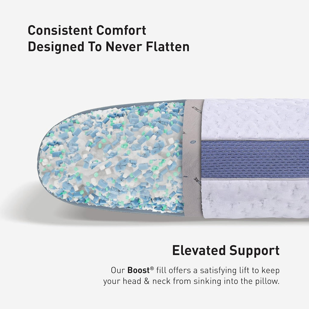 Fluffy Shredded Performance Pillow – 2.0 - Moisture Wicking Bed Pillow for All Sleep Positions - Medium Firmness Bed Pillow -... - Ergonomic Memory Foam Pillow for Neck Pain Support Detail