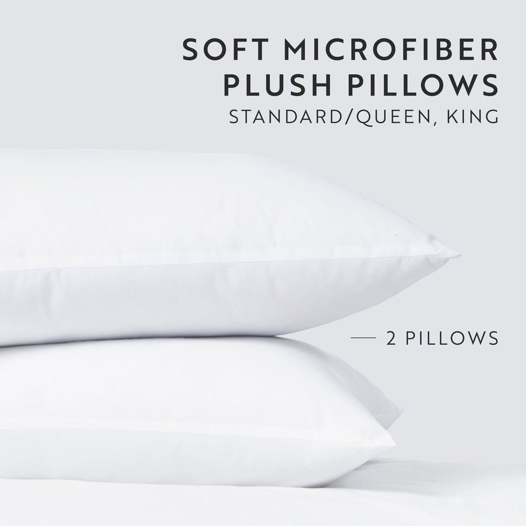 Ergonomic Memory Foam Plush Bed Pillows 2-Pack For All Sleep Styles - Back, Side and Stomach Sleepers - in King Size - Decorative Throw Pillow Cushion for Sofa & Bed Detail