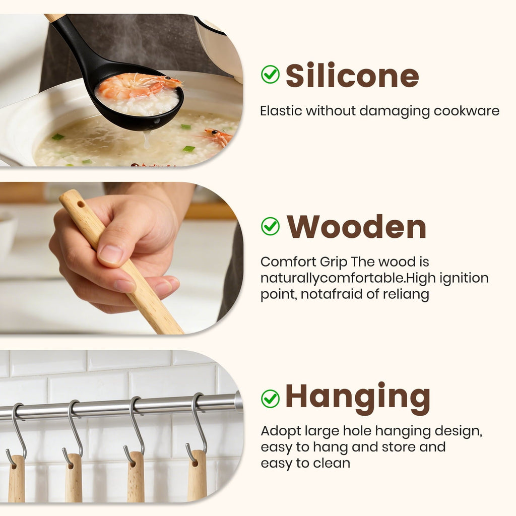 Non-Stick Safe Silicone Cooking Utensils Set with Holder, 44 PCS Kitchen Utensils Set, Silicone Kitchen Gadgets Spatulas Set for Non... - Durable Turner & Ladle Utensil Set for Home Chefs Detail