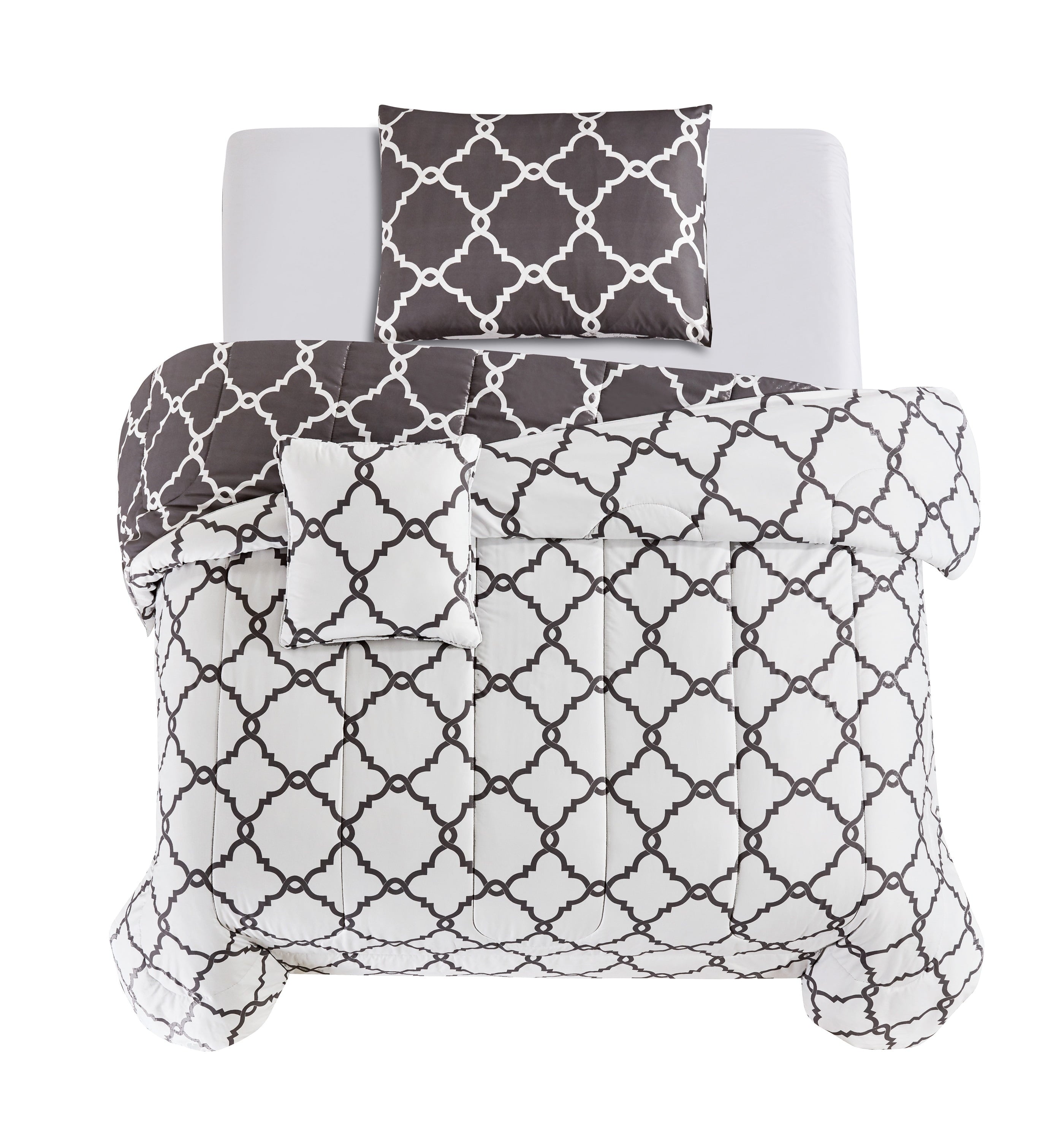 Luxurious Quilted 4 Piece Geometric Twin Comforter Set - Polyester Filling Reversible Washable Comforter Set - Cloud-Like Soft Lightweight Bed Comforter Detail