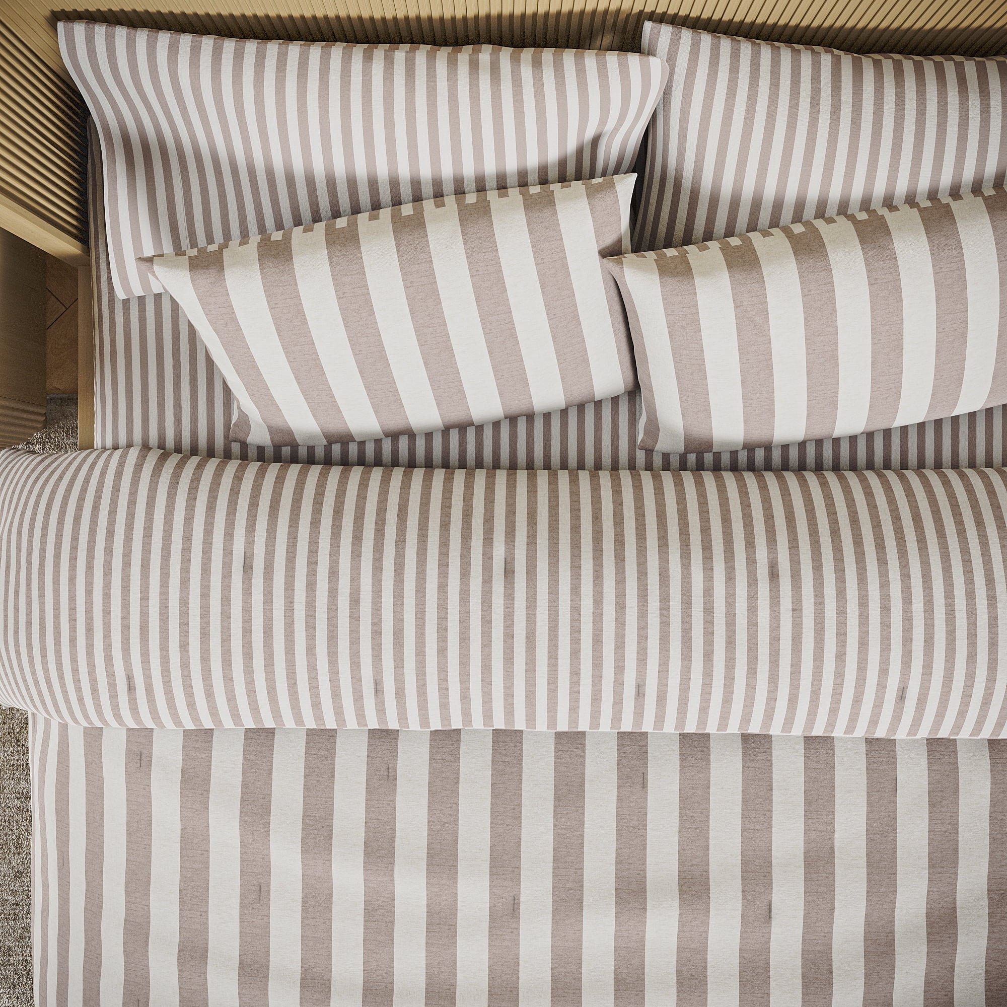 Hypoallergenic Cloud 100% Cotton Striped 3-Piece Natural Comforter Set, Full/Queen - Cloud-Like Soft Lightweight Bed Comforter Detail