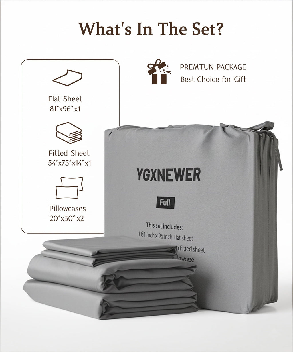 Premium Egyptian Cotton Full Size 4 Piece Sheet Set, Comfy Breathable Cooling Bed Sheets Set, Hotel Luxury Bedding, Deep Pockets, Ultra-Soft,... - Cooling Hotel Quality Bedding Sheets and Pillowcases Detail