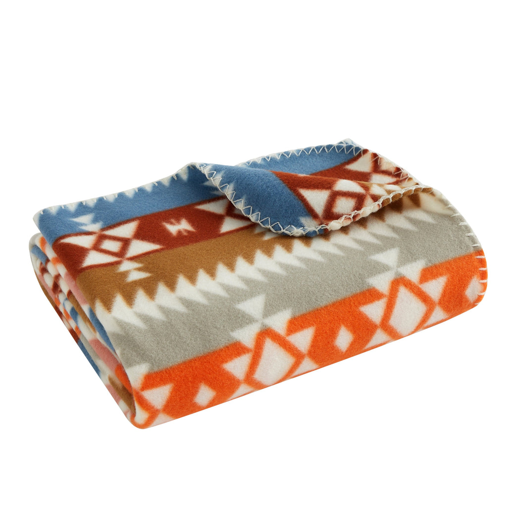 Decorative Knitted Stripe Fleece Throw - Super Soft Reversible Sherpa Flannel Blanket Detail
