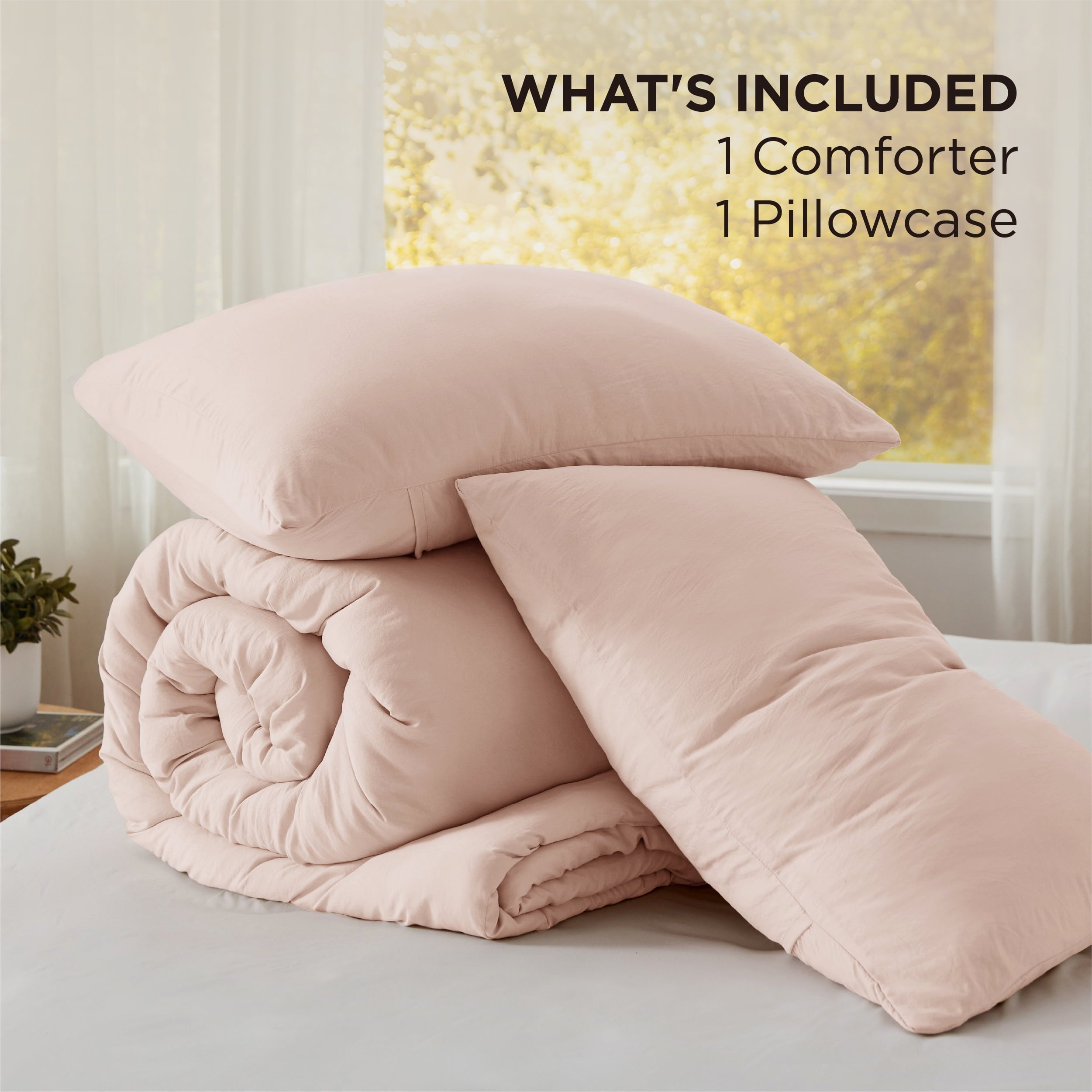 Fluffy Down Alternative 2 Pieces Twin Comforter Bedding Set, Pink Comforter Set for All Seasons, 1 Lightweight Prewashed Comforter and 1 Pill... - Cloud-Like Soft Lightweight Bed Comforter Detail