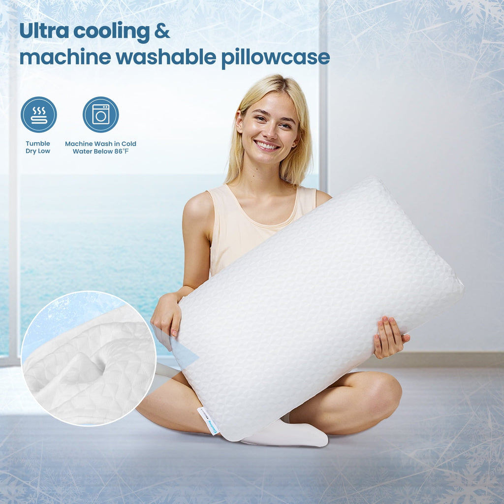 Orthopedic Support Gel Memory Foam Pillow for Bed, Adjustable Height Bed Pillow with 0.8" Removable Insert, Ergonomic Neck Support for S... - Orthopedic Shredded Foam Bed Pillow Set Detail