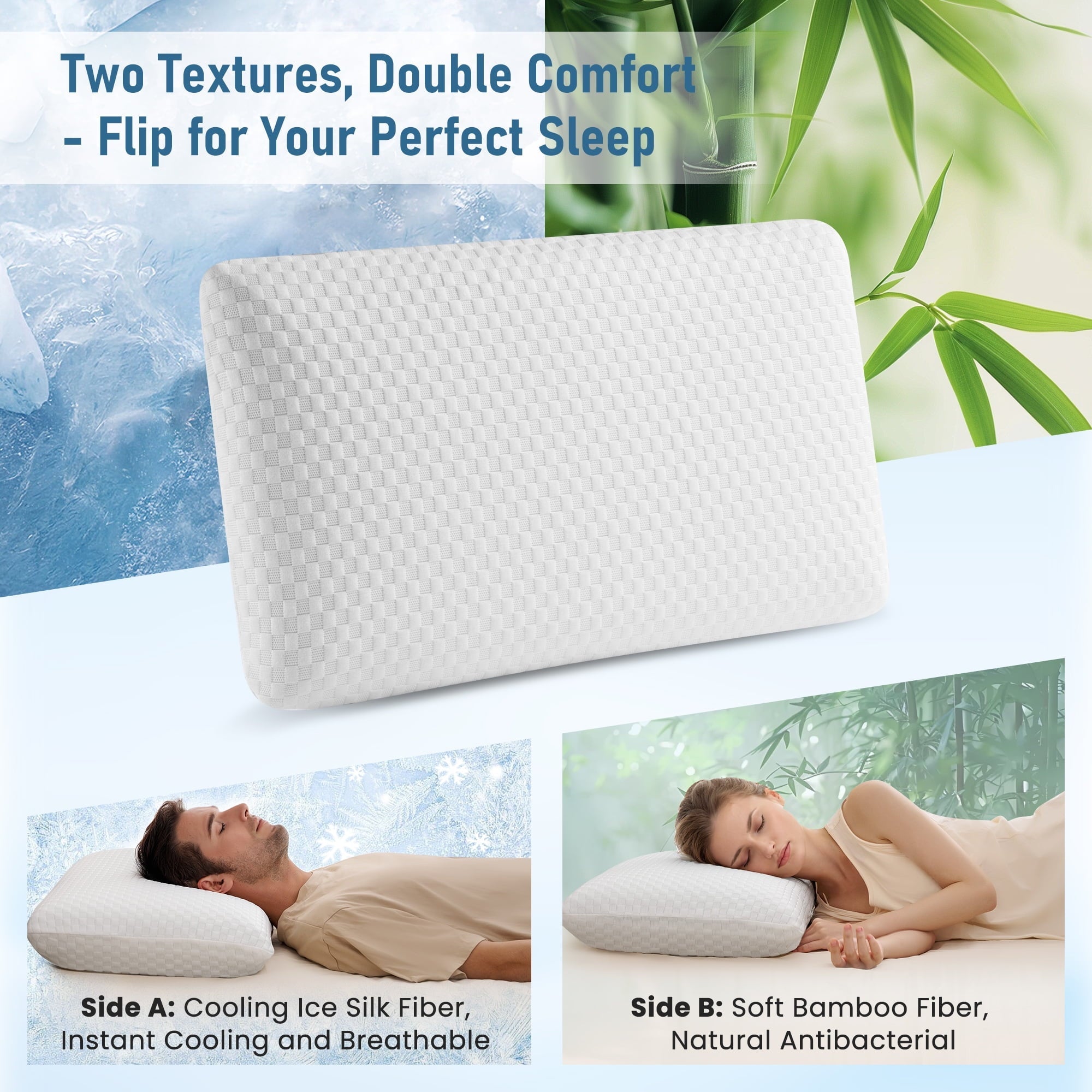 Hotel Collection Memory Foam Pillow for Bed, Cooling Pillow with Extra Height Pad, Supportive Bed Pillow for Side, Back & Hot Sleepers... - Decorative Throw Pillow Cushion for Sofa & Bed Detail