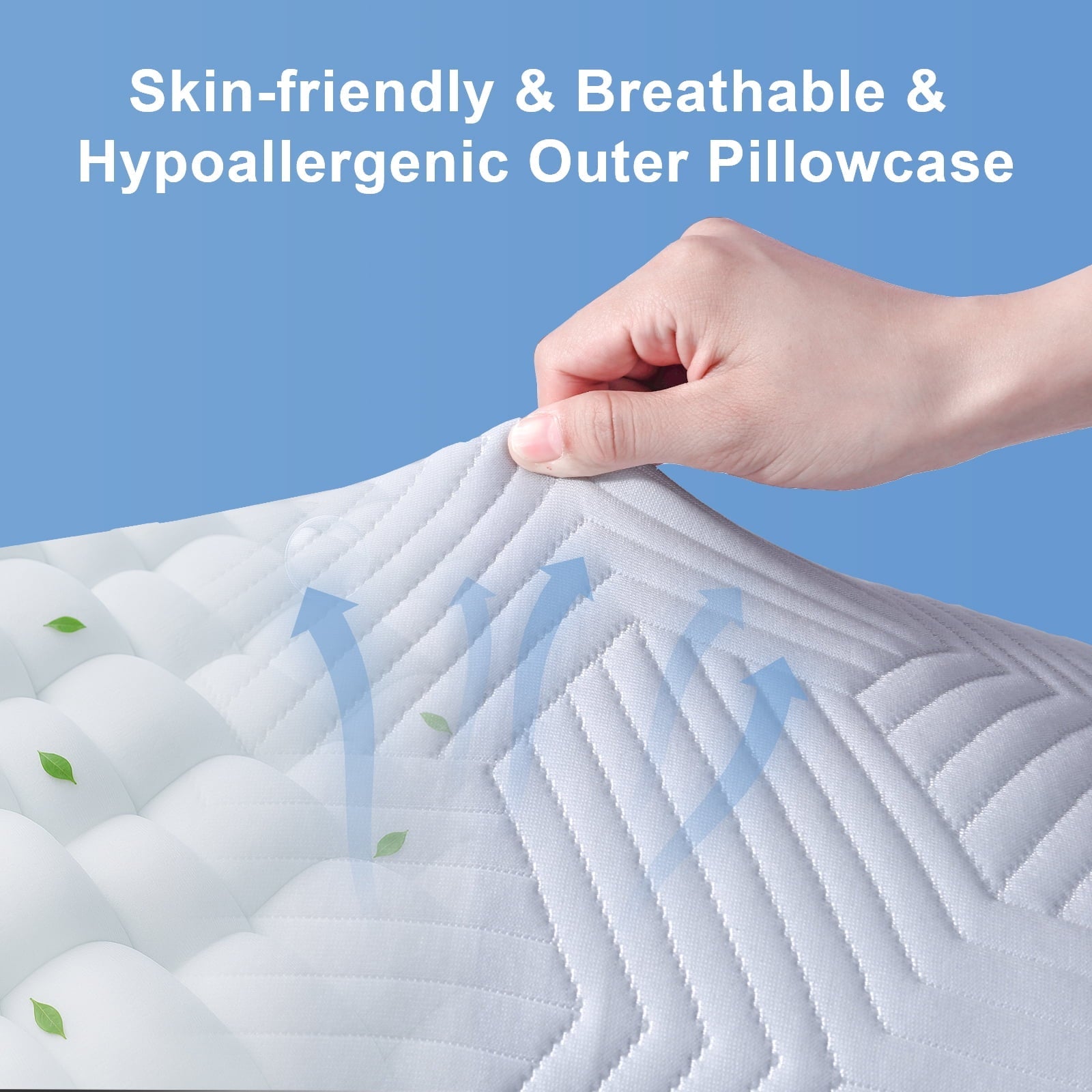 Fluffy Shredded Soft Bed Pillow, Shredded Memory Foam Pillow, Comfortable Sleeping Pillow, Standard Size, Affordable Everyday Use - Orthopedic Shredded Foam Bed Pillow Set Detail