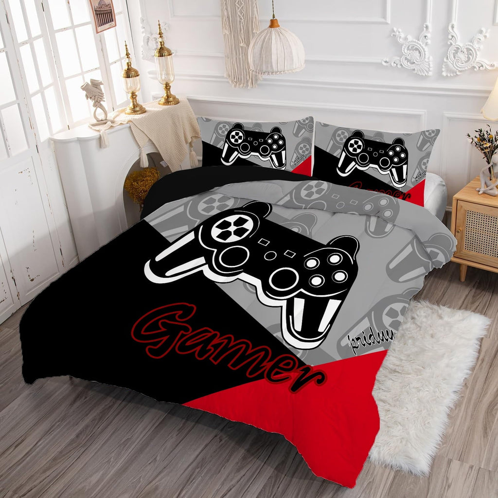 Hypoallergenic Cloud Gaming Comforter for Kids Boys Teens Video Game Bedding Set Gamer Comforter Gamepad Comforter Set Full Size Red Black... - Cloud-Like Soft Lightweight Bed Comforter Detail