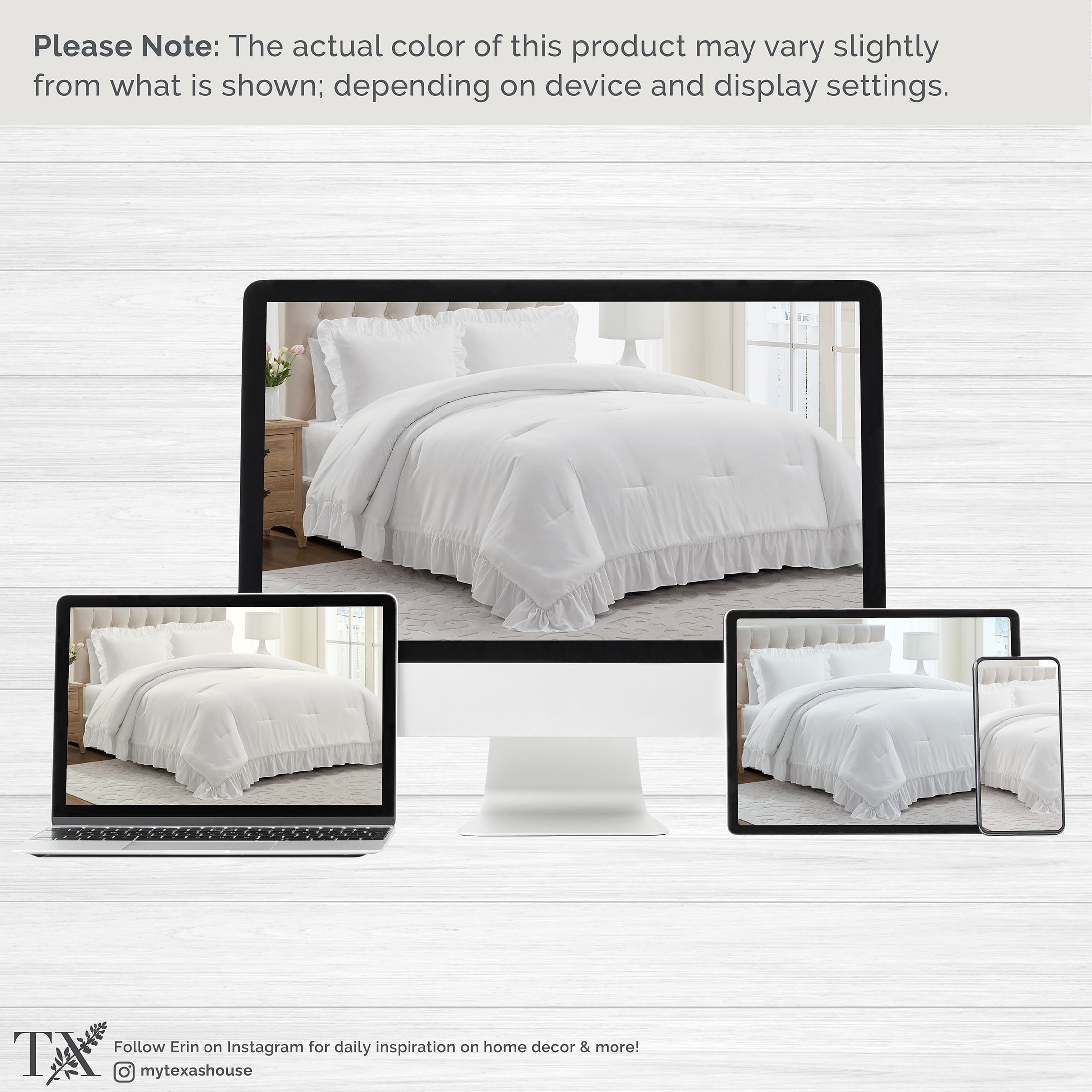Heavyweight Warmth Full/Queen Comforter Set, All-Season, 3-Piece, White Ruffle - All-Season Down Alternative Comforter Insert Detail