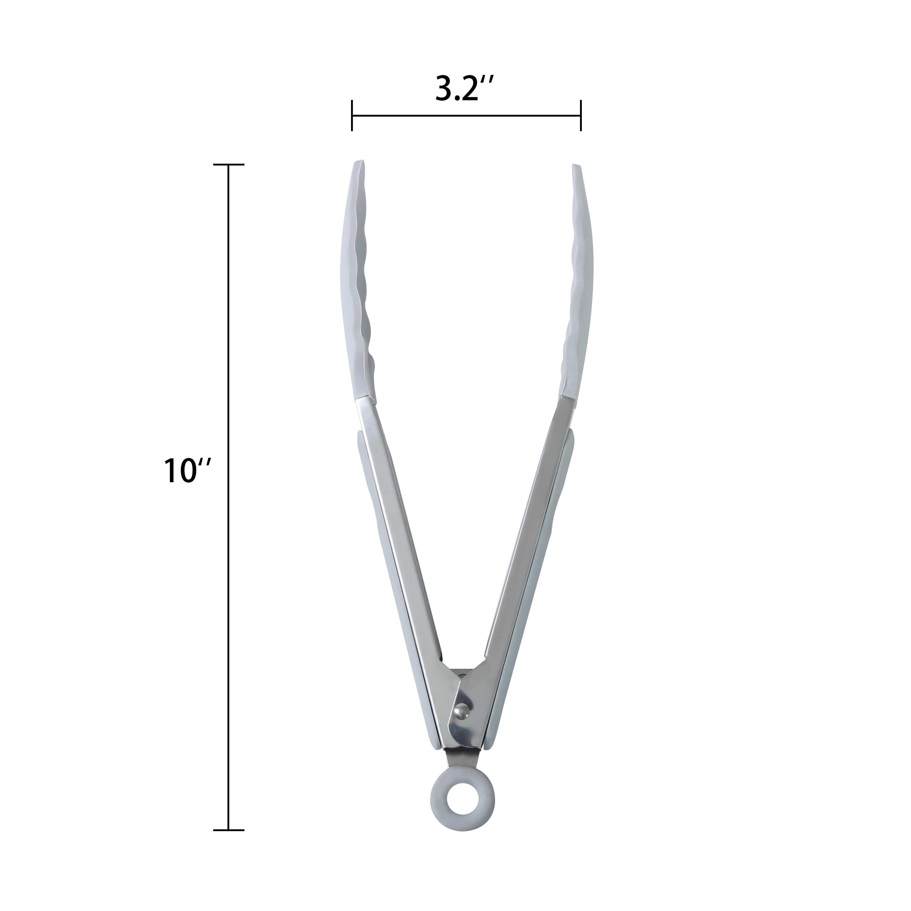 Durable Steel 9" Stainless Steel and Silicone Locking Tongs, Soft Grip Handle, Grey Flannel - High-Precision Culinary Tool for Baking & Cooking Detail