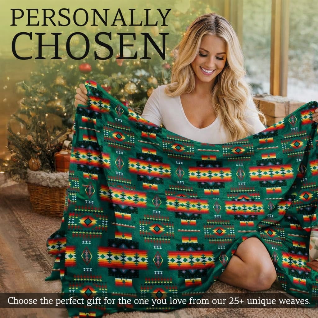 Cozy Fleece Sacred Thread Fleece Blanket South Western, Reversible Mexican, Vibrant Aztec Blankets and Throws for Aztec Decor for... - Luxury Knitted Decorative Throw Blanket with Fringes Detail