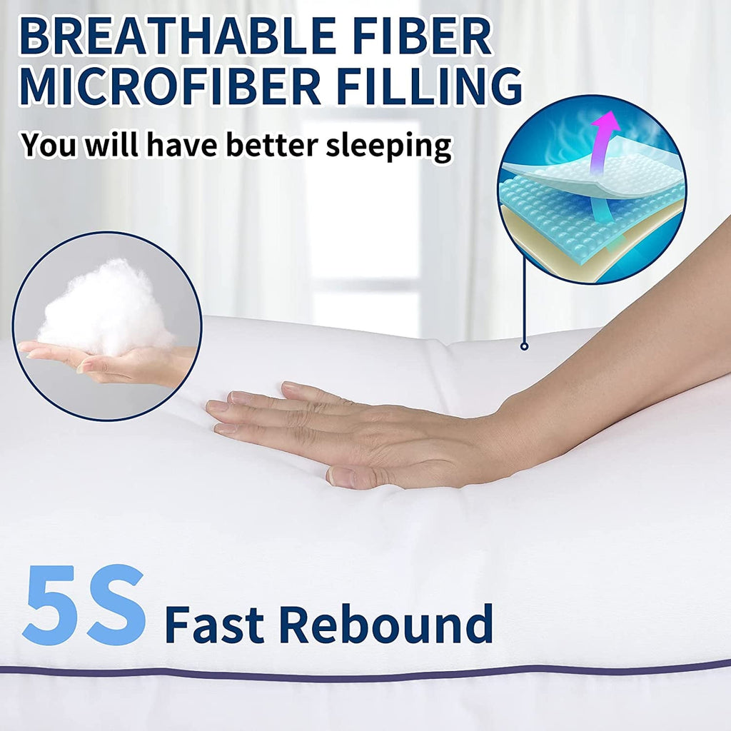 Ergonomic Memory Foam Bed Pillows for Sleeping Queen Size 20" x 30" Hypoallergenic Pillow for Side and Back Sleeper Soft Supportive Hotel C... - Hotel Quality Plush Sleeping Pillows Detail