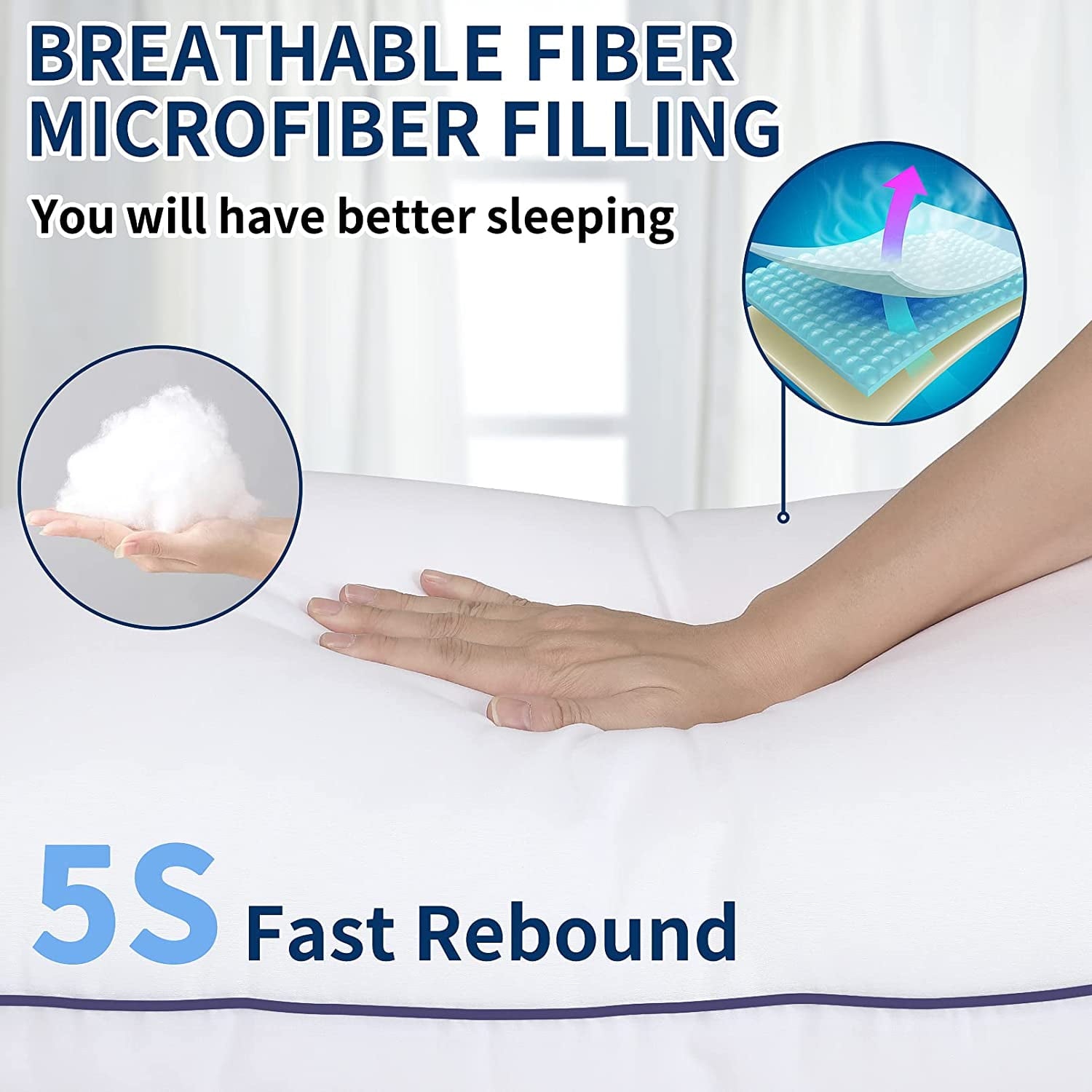 Ergonomic Memory Foam Bed Pillows for Sleeping Queen Size 20" x 30" Hypoallergenic Pillow for Side and Back Sleeper Soft Supportive Hotel C... - Hotel Quality Plush Sleeping Pillows Detail