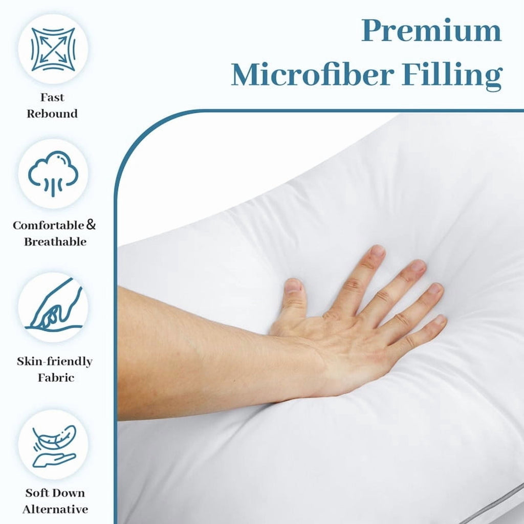 Hotel Collection Pillows Queen Size Set of 2, Bed Pillows for Side, Back and Stomach Sleepers, Super Soft Down Alternative Filling, Lu... - Decorative Throw Pillow Cushion for Sofa & Bed Detail