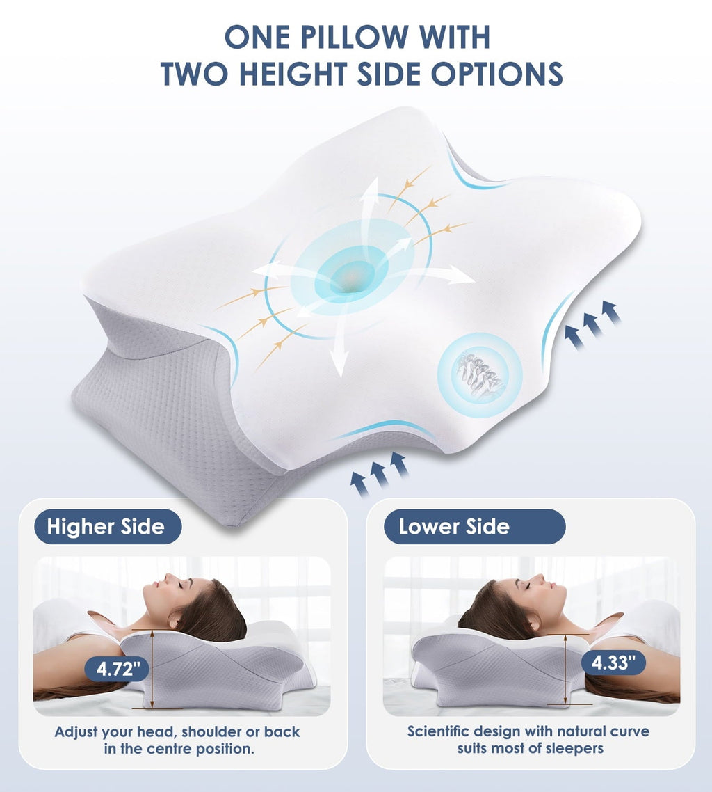 Decorative Plump Cervical Pillow for Neck Pain Relief, Contour Memory Foam Pillows, Odorless Ergonomic Neck Pillow Adjustable Orthoped... - Decorative Throw Pillow Cushion for Sofa & Bed Detail