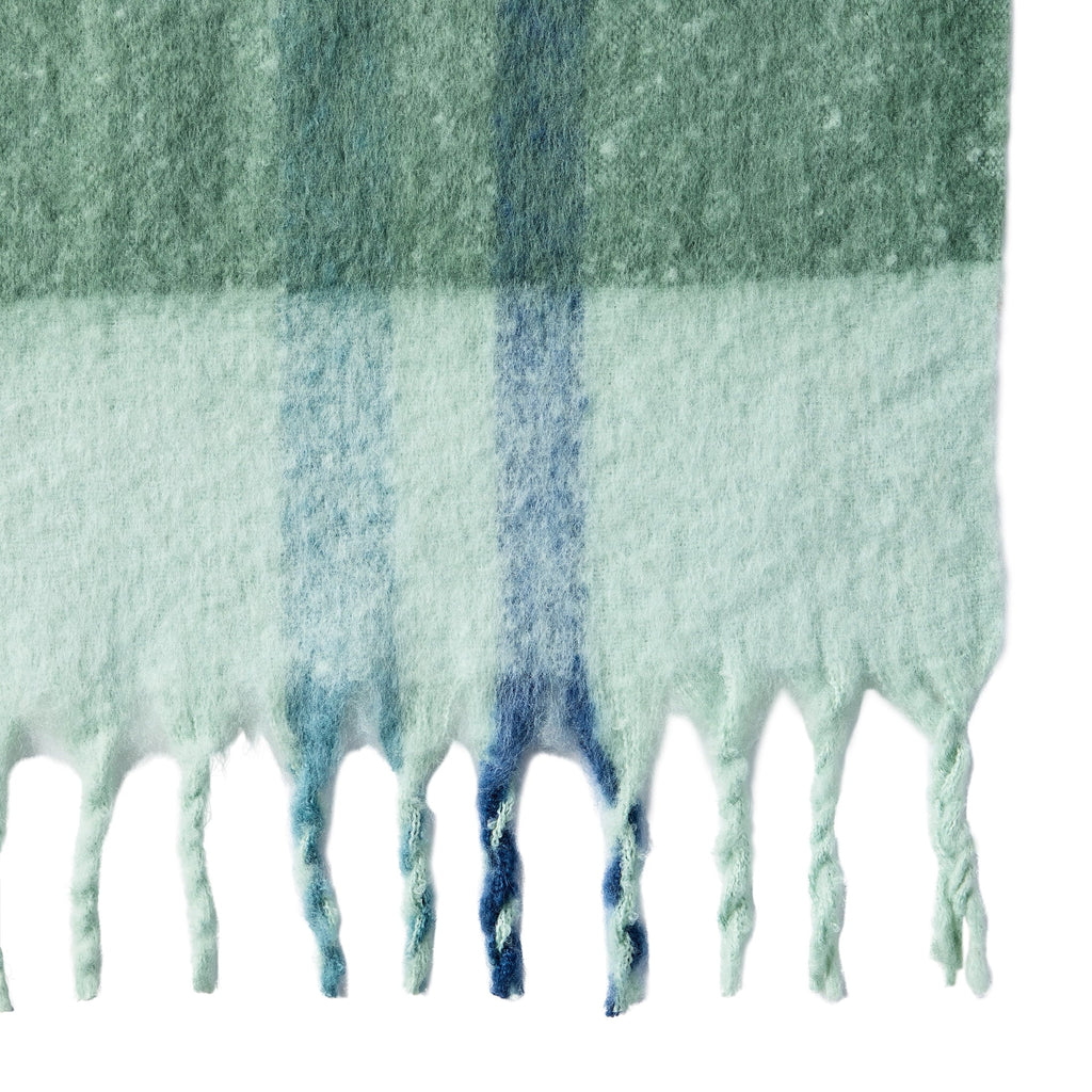 Reversible Sherpa Faux Mohair Cozy Couch Throw Blanket Green Plaid, 50x72" - Super Soft Reversible Sherpa Flannel Blanket Detail