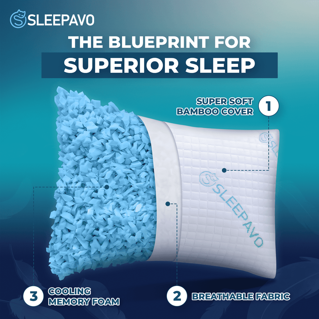 Hotel Collection Adjustable Shredded Memory Foam Pillows Queen Size Set of 2 - Extra Soft Cooling Bamboo Bed Pillows for Sleeping - Ba... - Orthopedic Shredded Foam Bed Pillow Set Detail