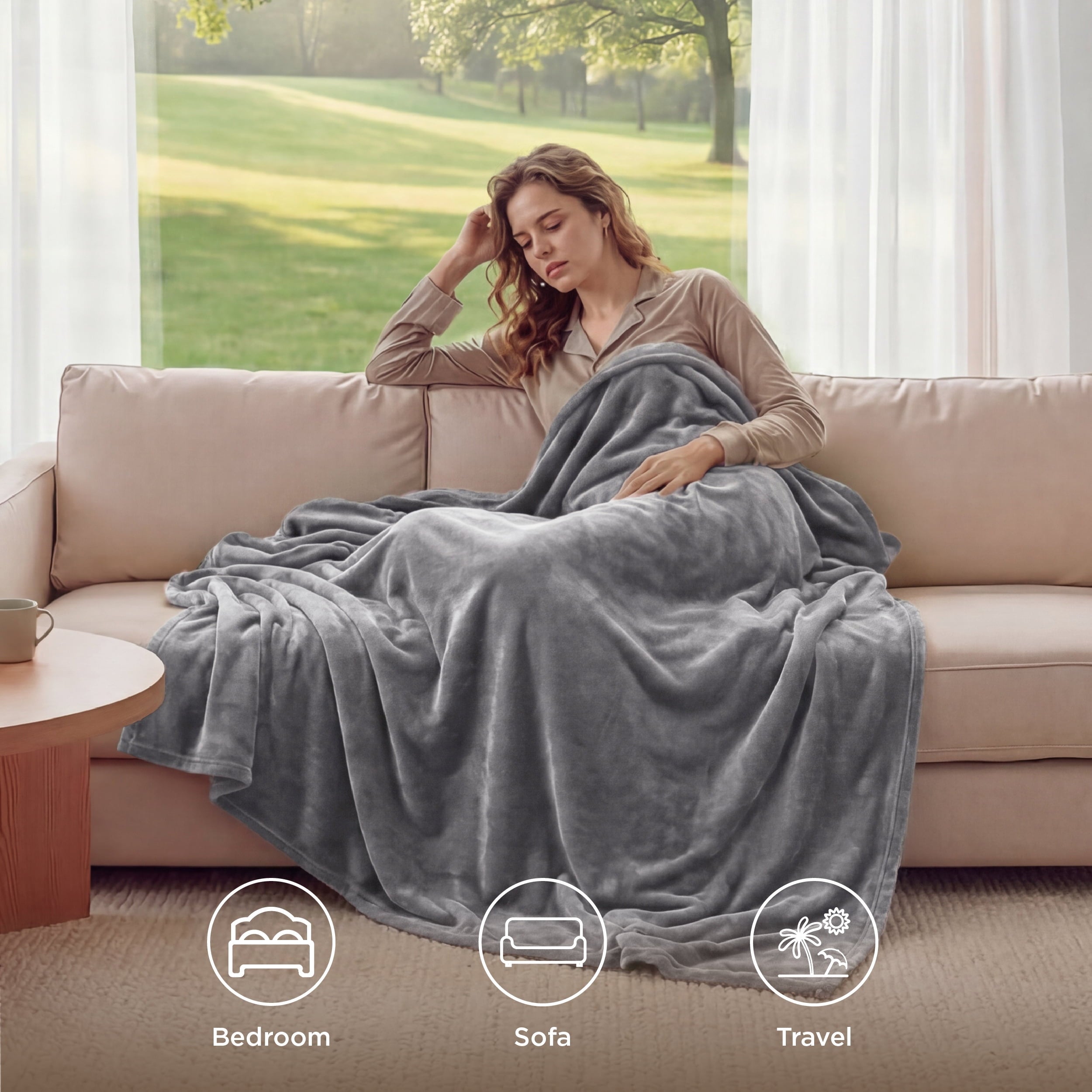 Cozy Fleece Fleece Throw Blanket for Couch Grey, Lightweight Plush Fuzzy Cozy Soft Blankets and Throws for Sofa, 50x60 inches - Lightweight Plush Warm Blanket for All Seasons Detail